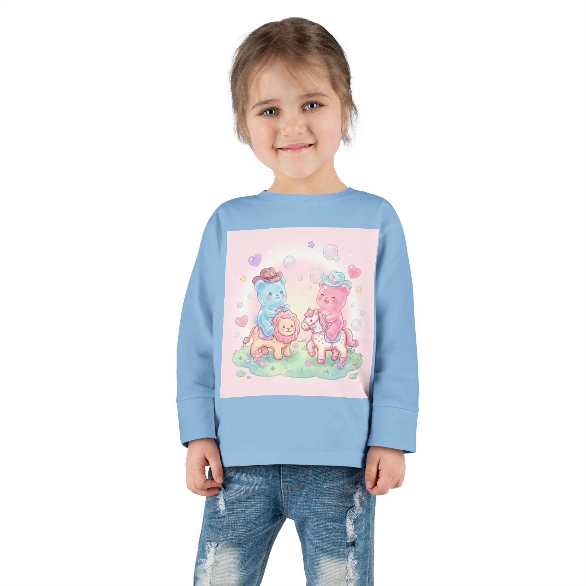 Oozy Bear Gummies Riding Frosted Animal Cookies- Graphic Long Sleeve Shirt