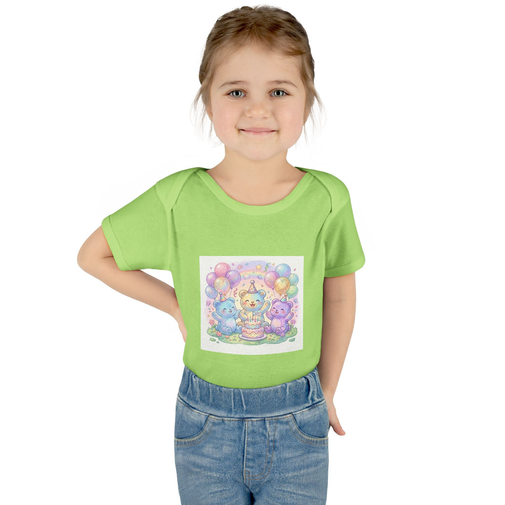 Birthday Gooey Bears, Cake & Balloons Infant Onesie