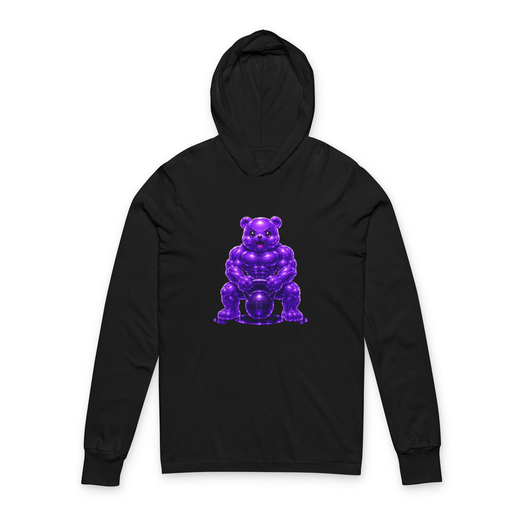 Lifting up the Kettlebell, Violet Oozy Buff Bear Gym Special- Adult Work Out Sweatshirt