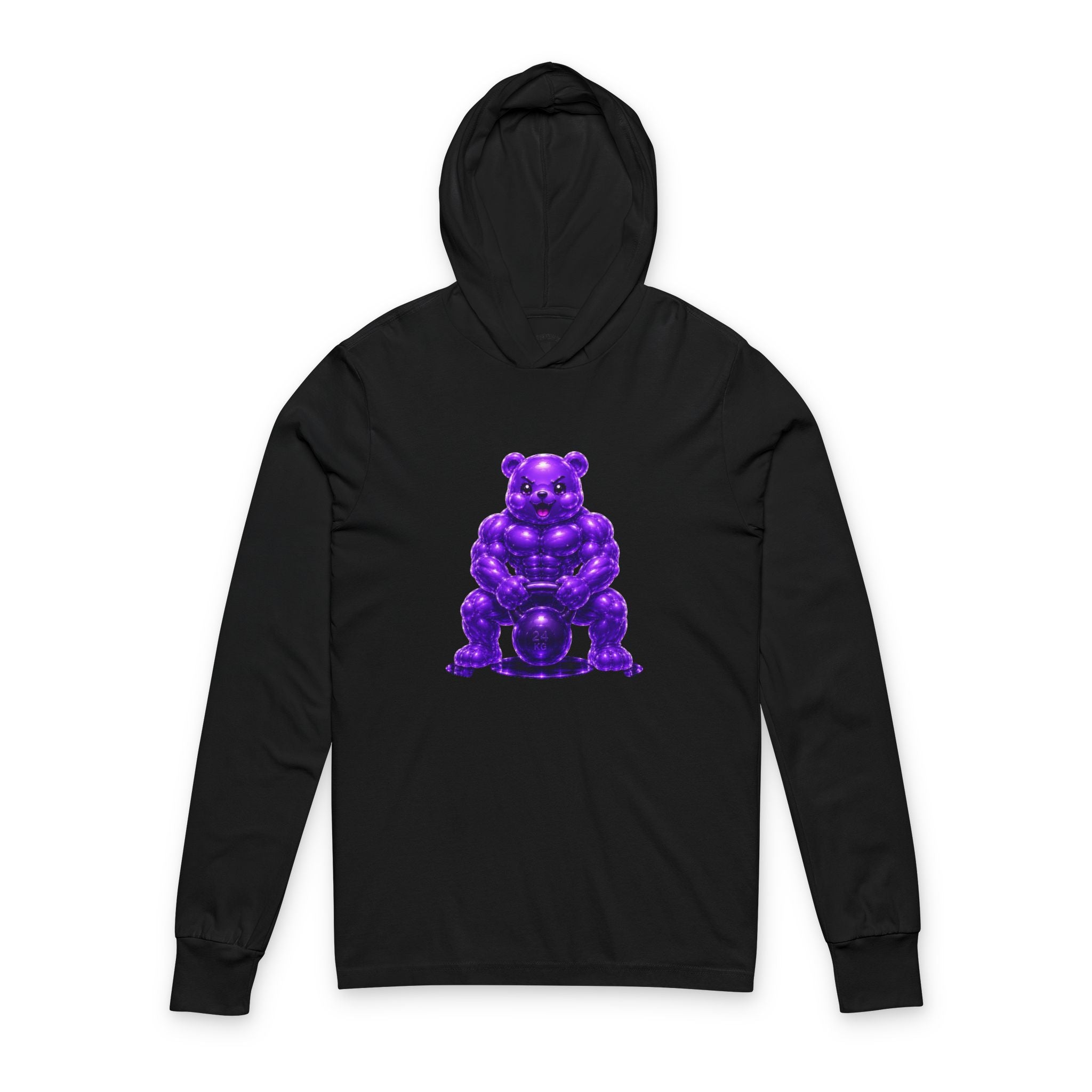 Lifting up the Kettlebell, Violet Oozy Buff Bear Gym Special- Adult Work Out Sweatshirt