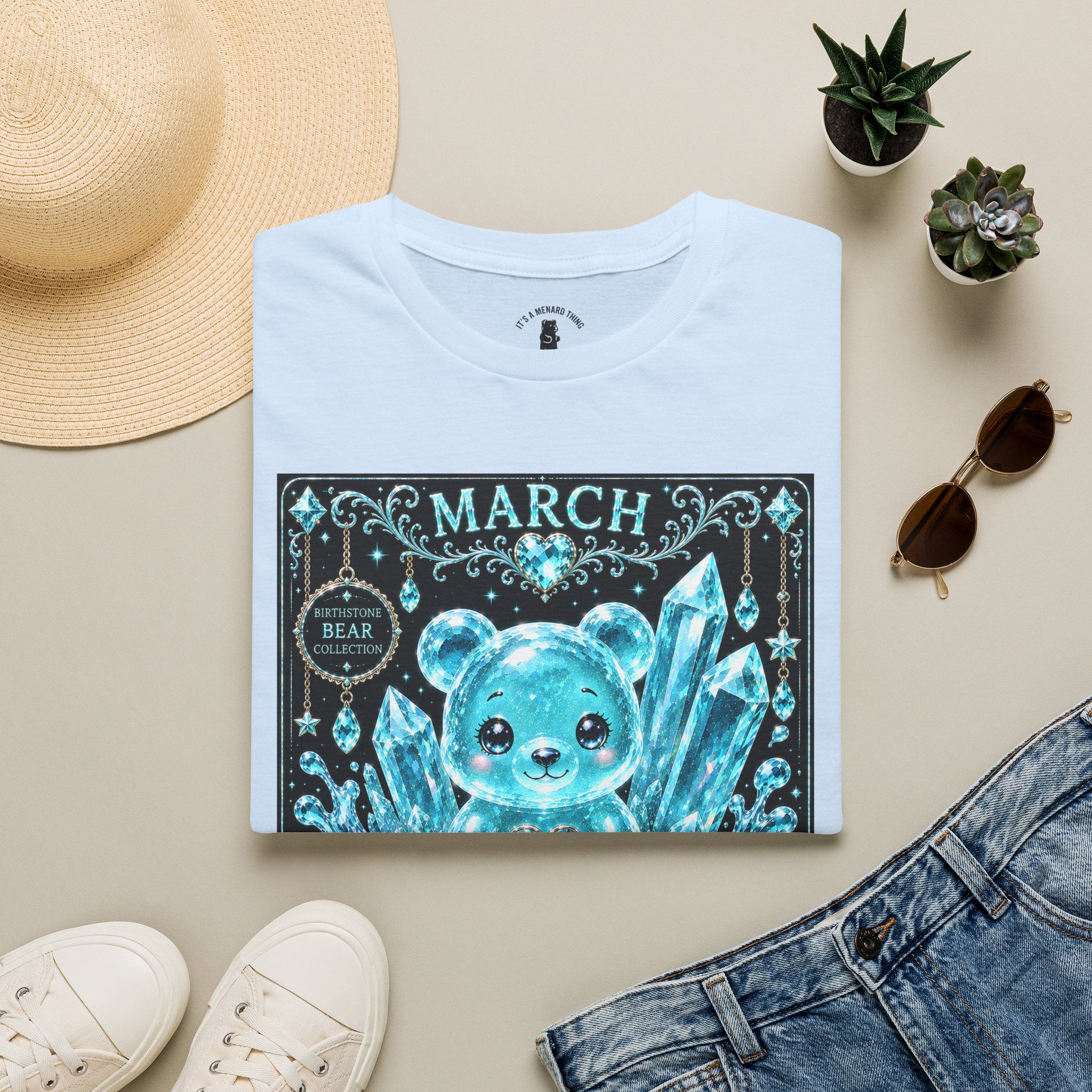 March Aquamarine Birthstone Oozy Bear Friend Special Addition- Graphic Shirt