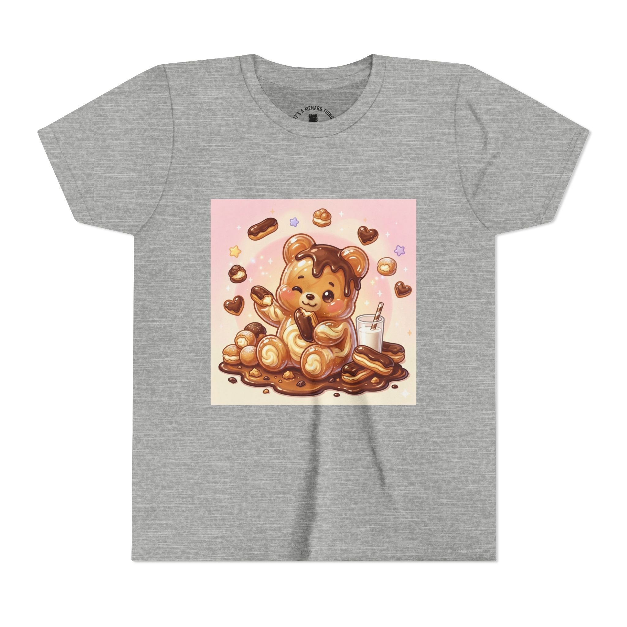 Cute Chocolate Eclair & Milk Gooey Gummy Bear Youth T-Shirt