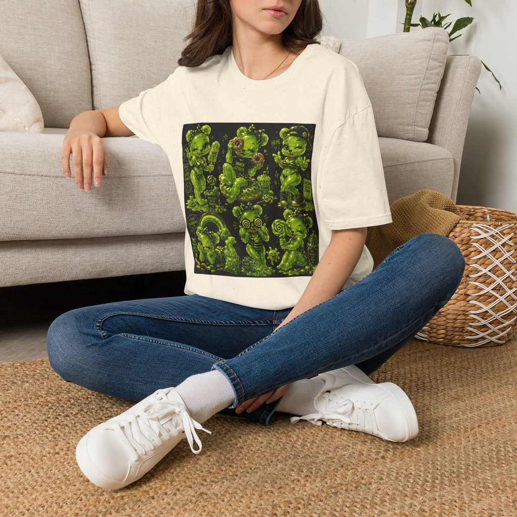 Lime Green Retro Oozy Bear Babe, Beach Pin Up- Adult Graphic Shirt (18+)