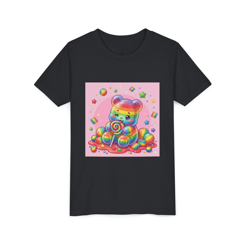Rainbow Stripe Gooey Gummy Bear Youth T-Shirt