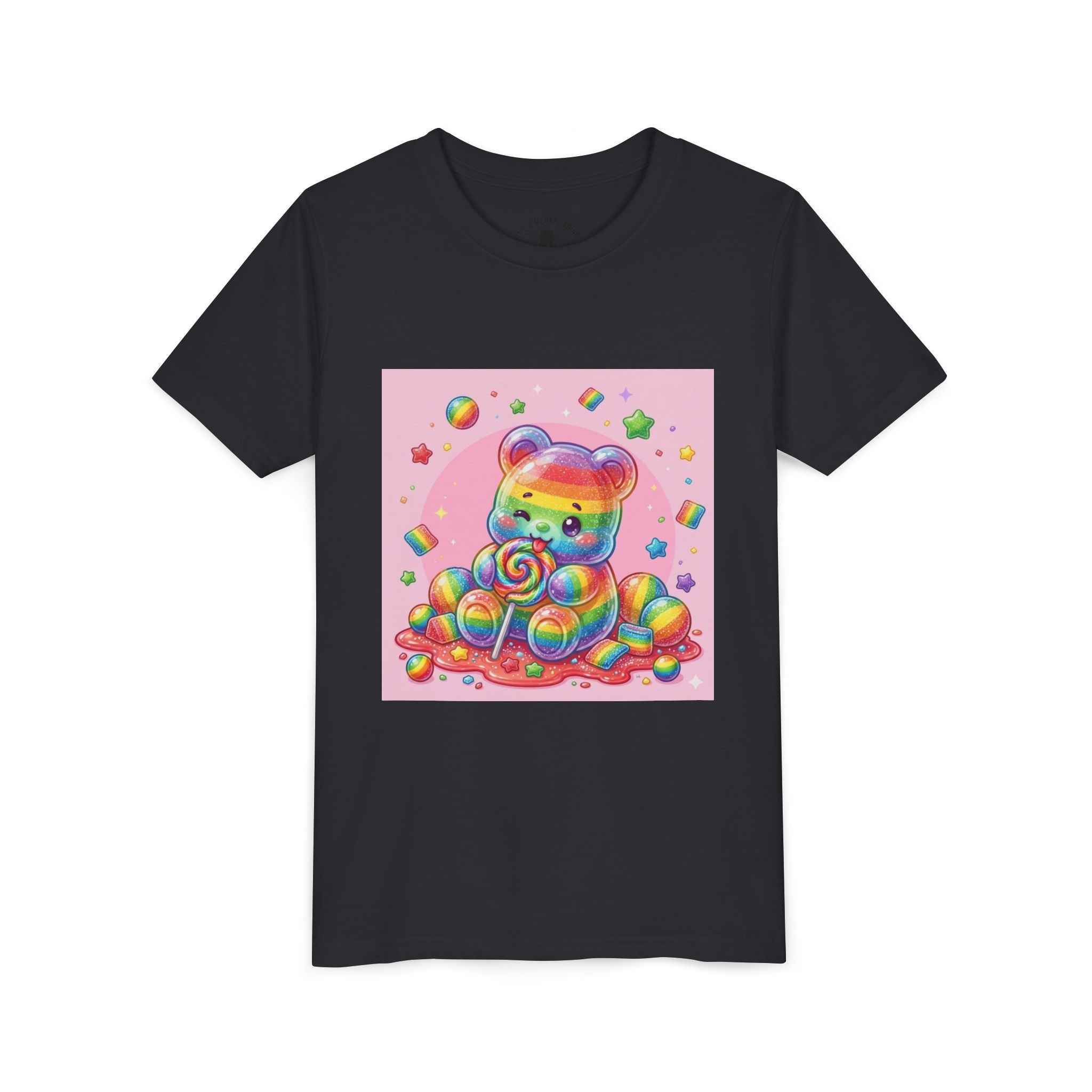 Rainbow Stripe Gooey Gummy Bear Youth T-Shirt