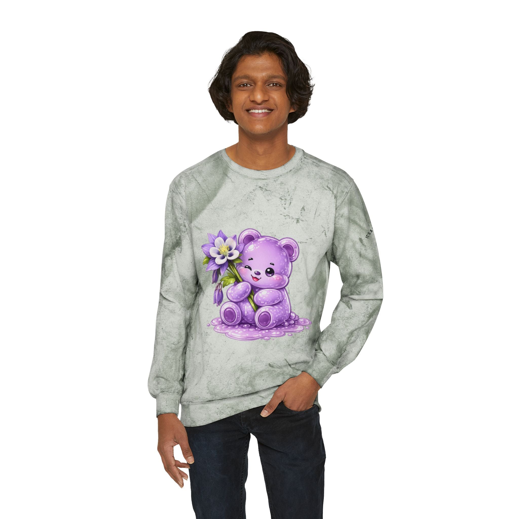 The Colorado Blue Columbine Flower, Purple Special Gooey Gummy-Tie-Dye Graphic Sweatshirt