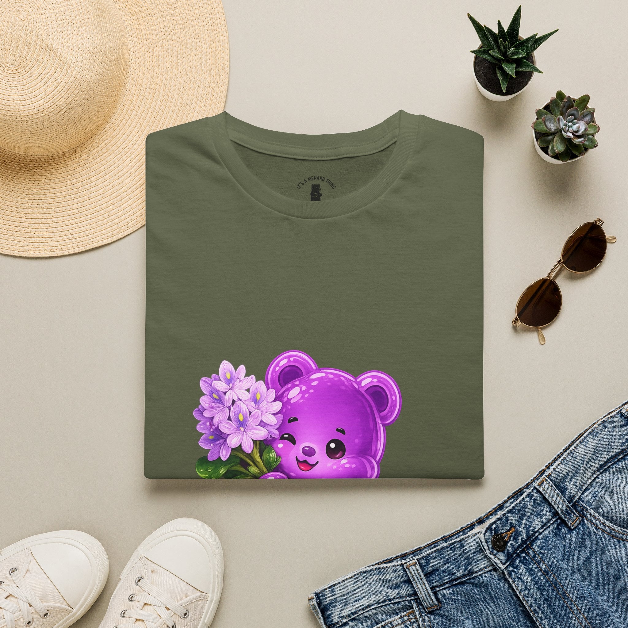 Purple Flower Cluster, Oozy Bear Friend Flower Addition- Graphic Shirt
