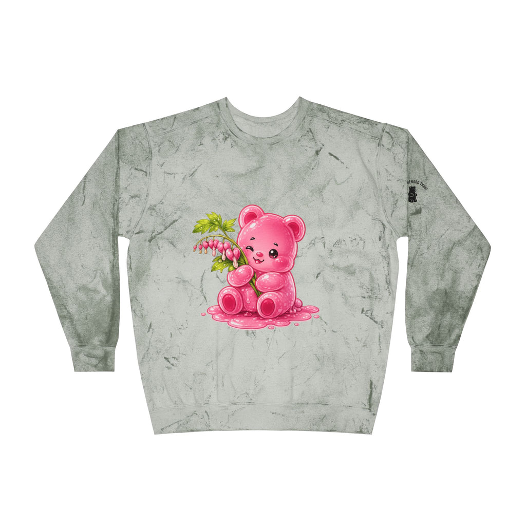 Fresh Bleeding Hearts, Pink Gooey Gummy Bear Friend-Tie-Dye Graphic Sweatshirt