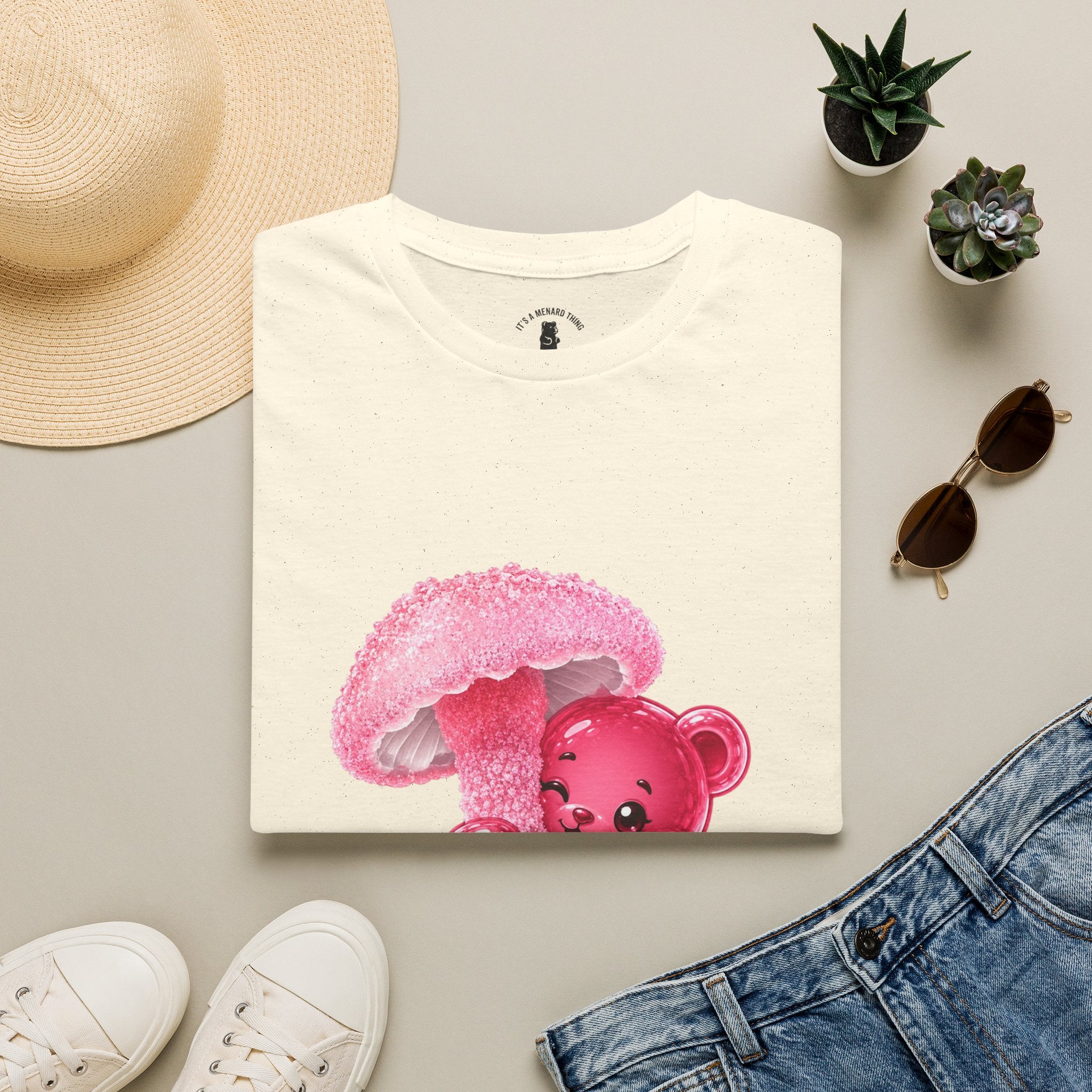 Rare Pink Mushroom Umbrella, Oozy Bear Gummy Friend- Graphic Shirt