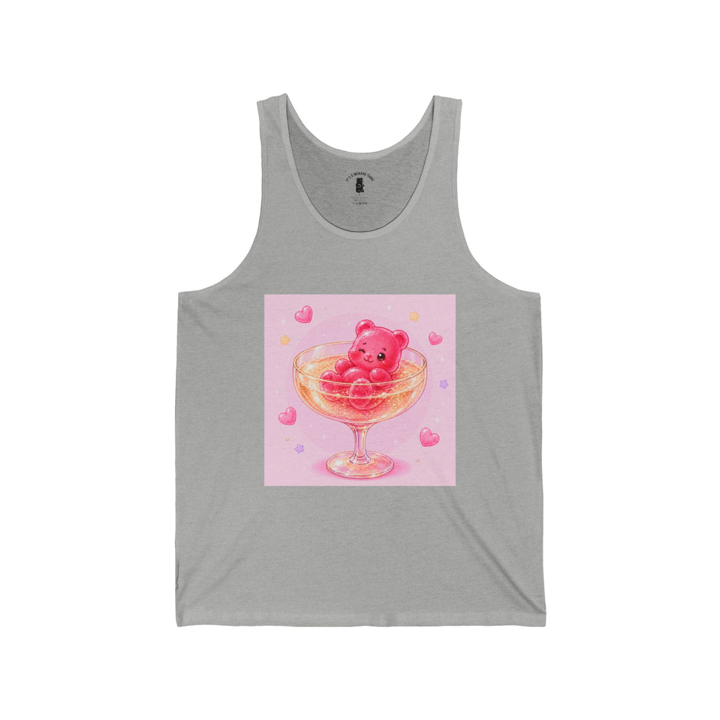 Champagne Glass Delight, Pink Boozy Gooey Gummy Bear – Kawaii Graphic Tank Top