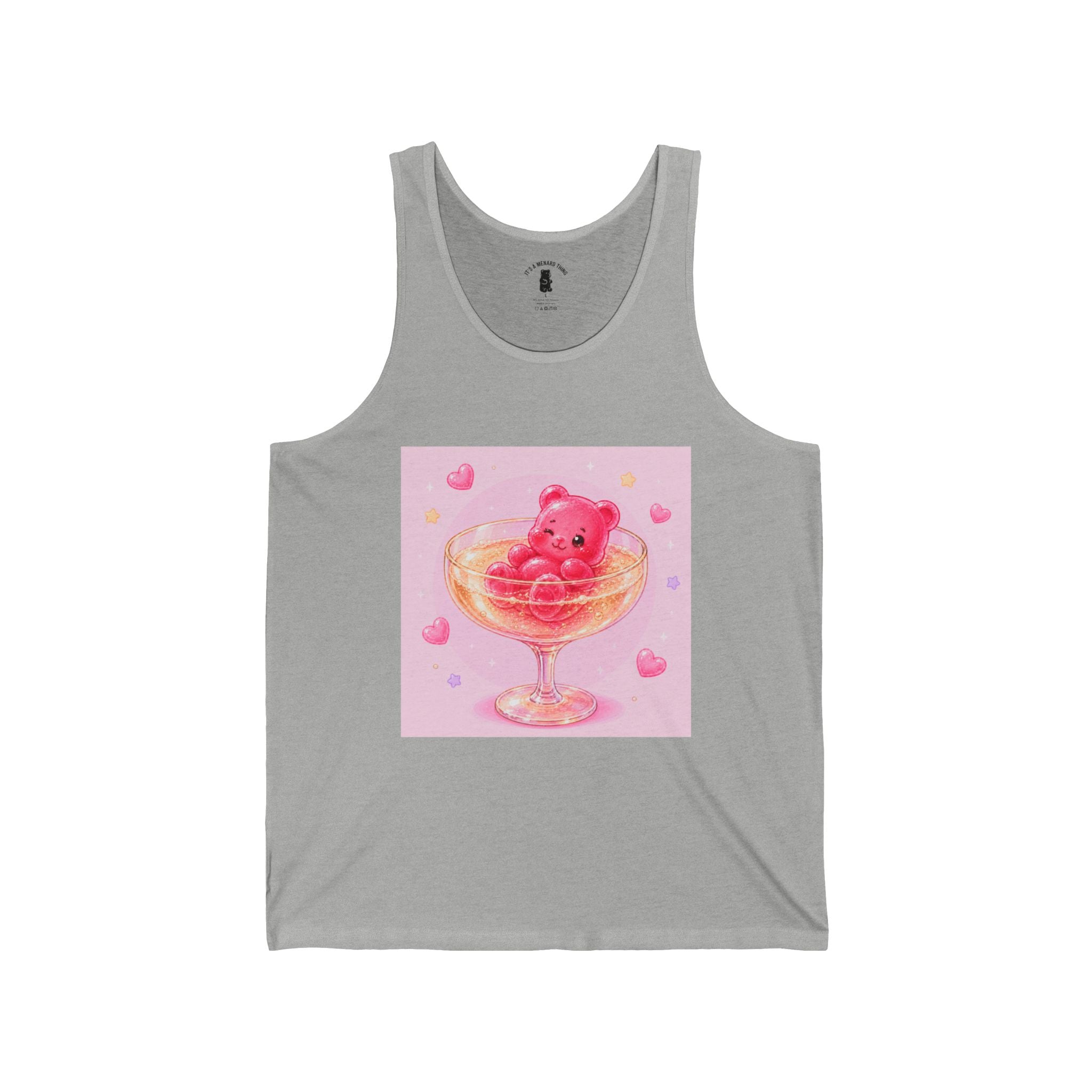Champagne Glass Delight, Pink Boozy Gooey Gummy Bear – Kawaii Graphic Tank Top