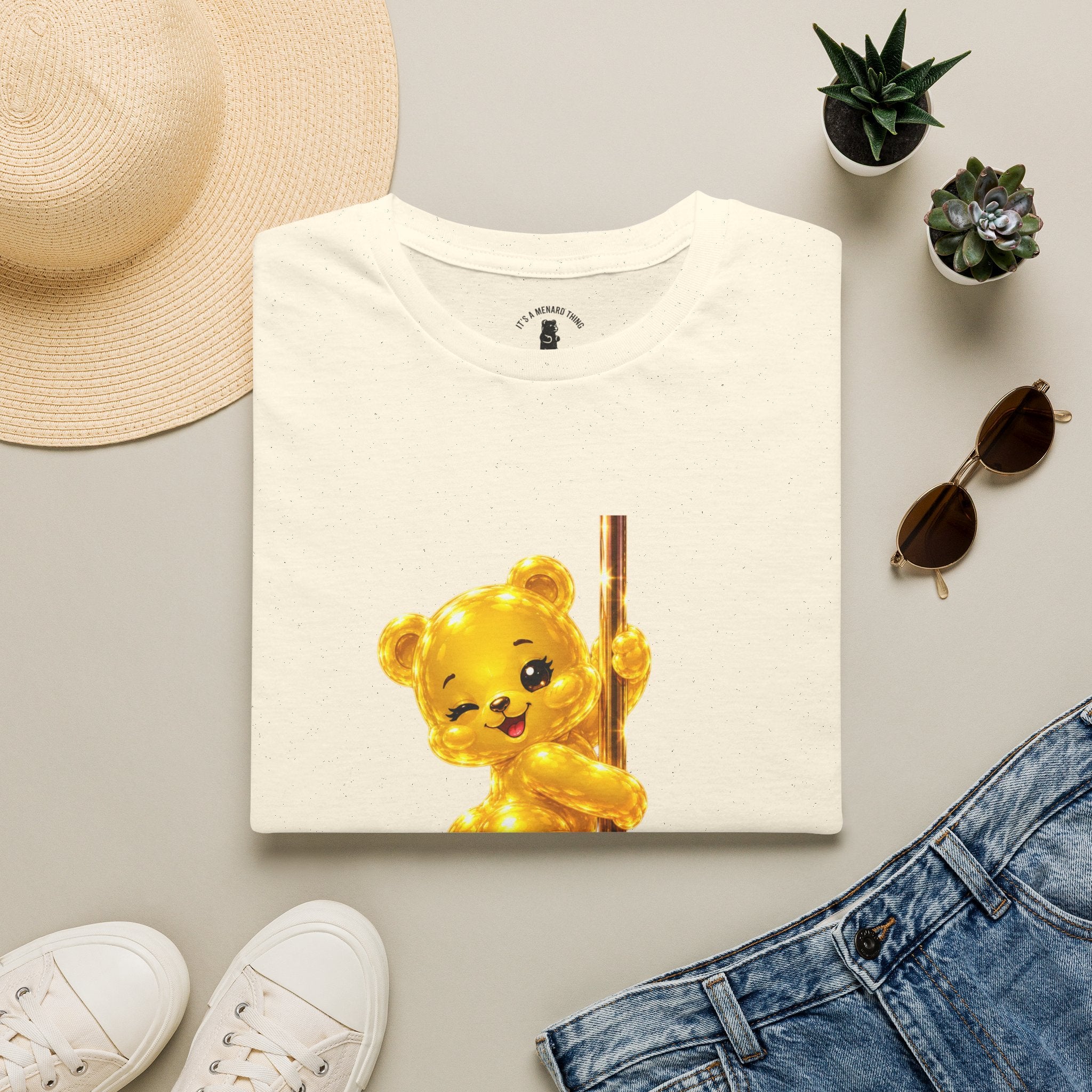 Gold Oozy Bear Gummy Thick Pole Dancer- Graphic Shirt (Adult Only!)
