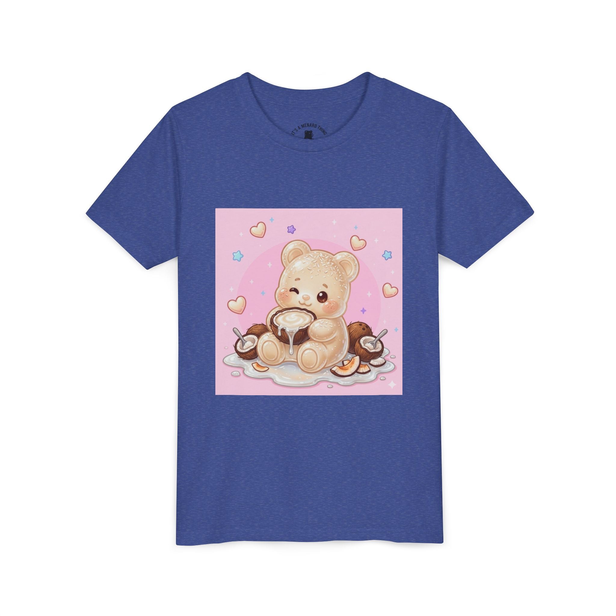 Gooey Gummy Coconut Milk Bear Kids T-Shirt (Pink Hearts)