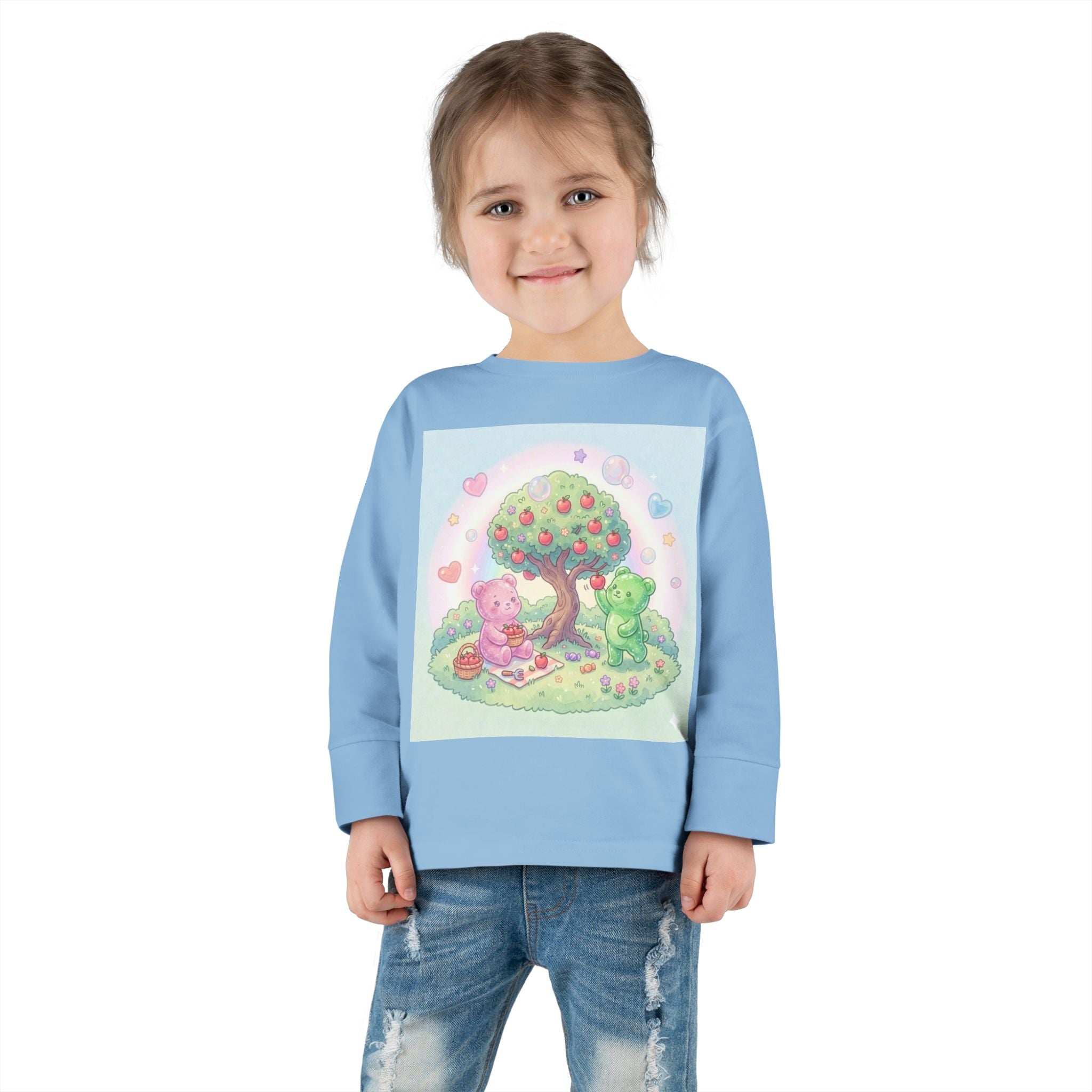 Beautiful Day For Apple Picking, Oozy Bear Gummy Friends Hang Out- Graphic Long Sleeve Shirt