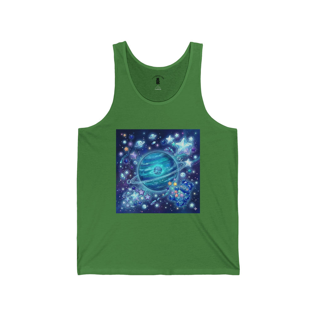 Lets Take a Swim to Neptune, Blue Crystal Gooey Gummy Bear— Kawaii Graphic Tank Top