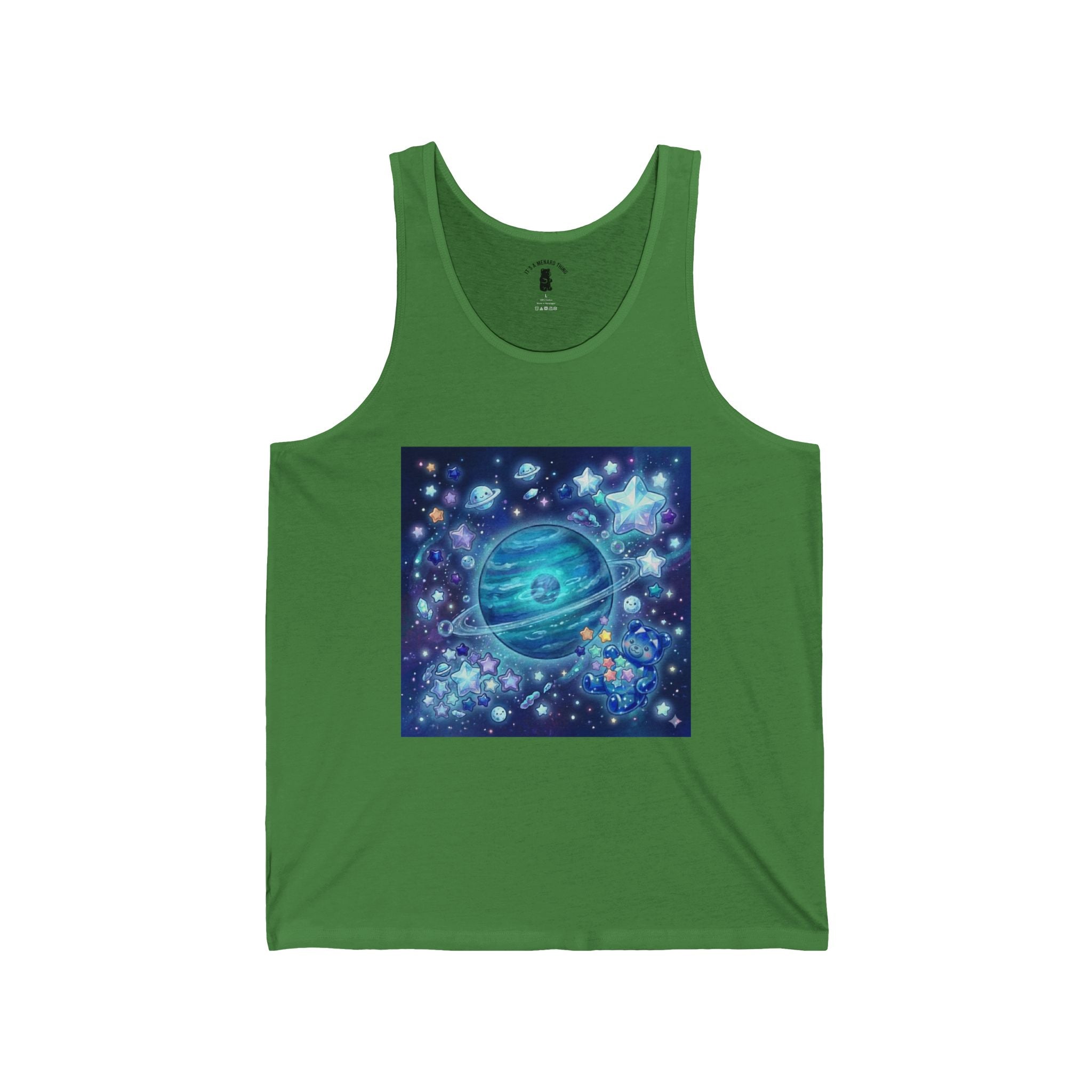 Lets Take a Swim to Neptune, Blue Crystal Gooey Gummy Bear— Kawaii Graphic Tank Top
