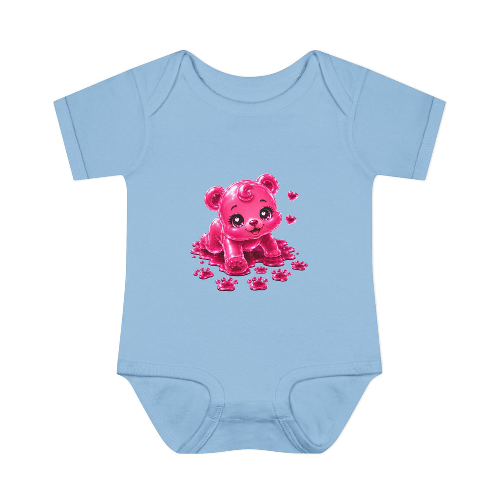 Messy Play Time, Crawling Steps Pink Oozy Baby Gummy Bear Cutie Addition- Graphic Onesie