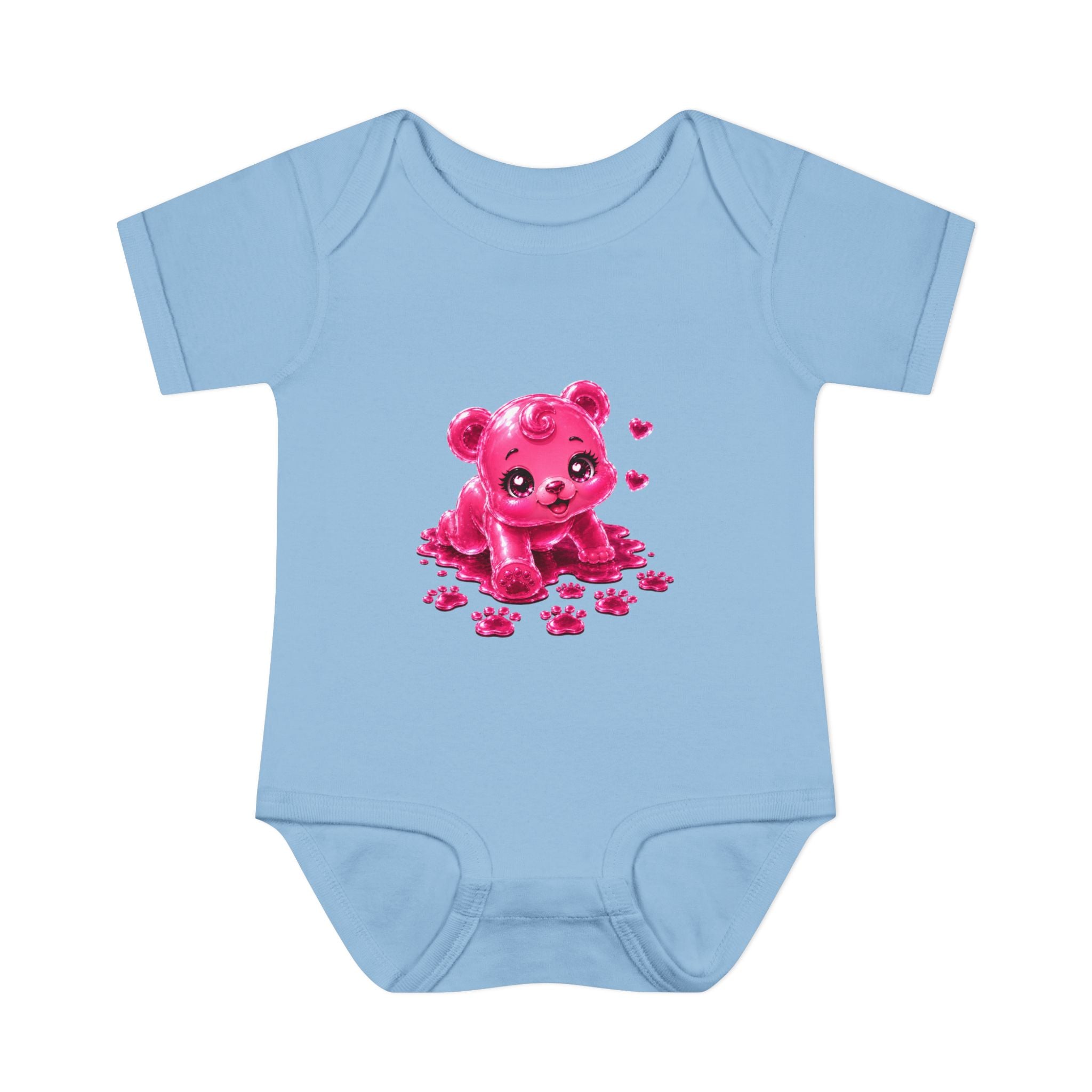 Messy Play Time, Crawling Steps Pink Oozy Baby Gummy Bear Cutie Addition- Graphic Onesie