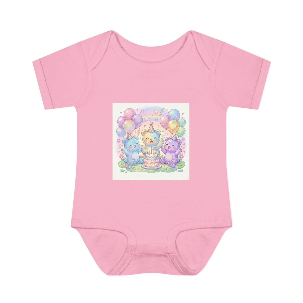 Birthday Gooey Bears, Cake & Balloons Infant Onesie