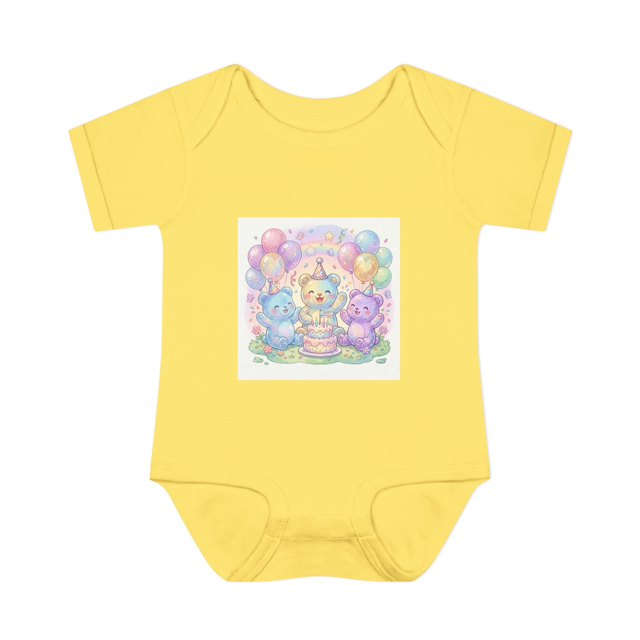 Birthday Gooey Bears, Cake & Balloons Infant Onesie