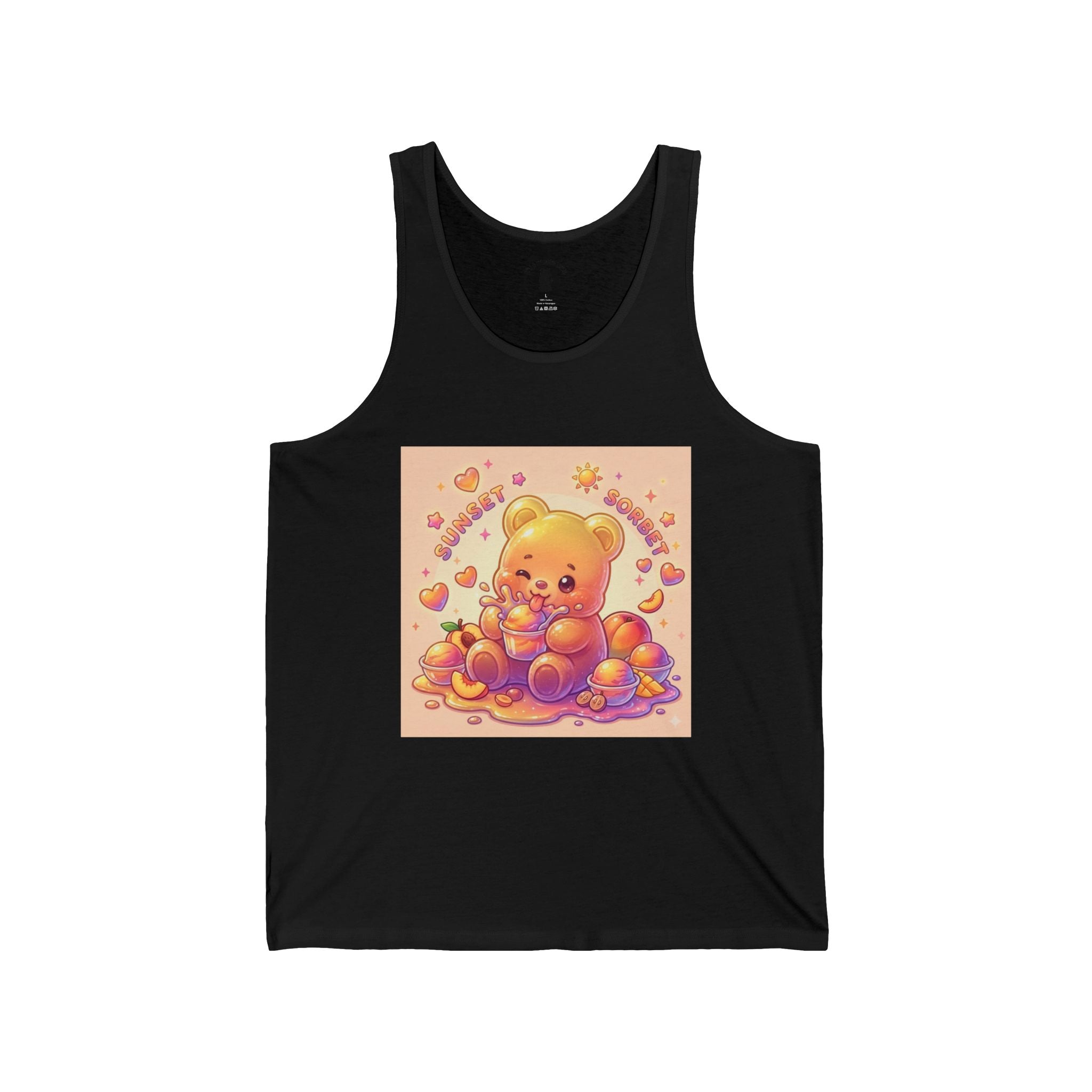 Sunset sunny Sorbet Dream, Peach Gooey Gummy Bear — Kawaii Graphic Tank Top