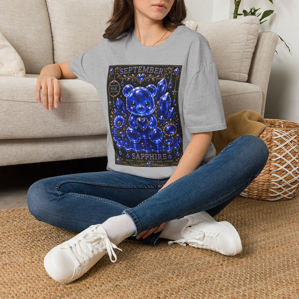 September Sapphire Crystal Oozy Bear Birthstone Addition- Graphic Shirt