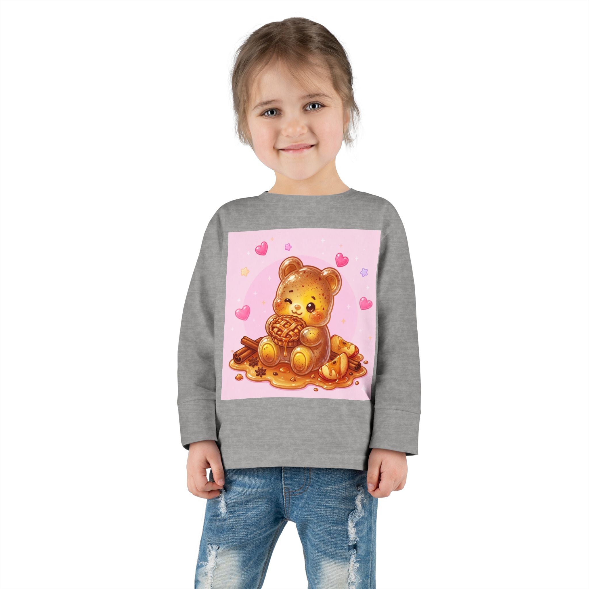 Cinnamon Sweet Fresh Apple Pie, Oozy Bear Gummy Friend- Kids Long Sleeve Shirt