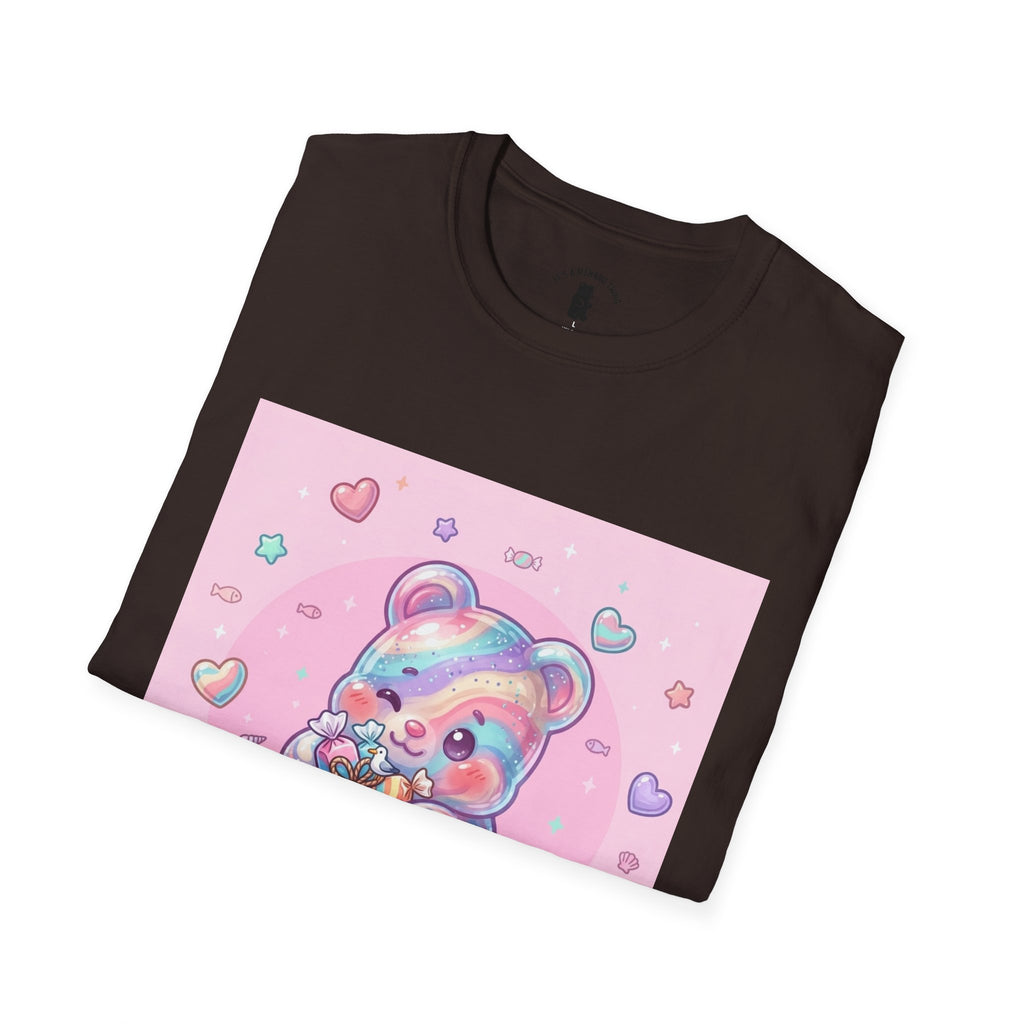 Cute Pastel Candy Bear T-Shirt — Rainbow Kawaii Heart Graphic