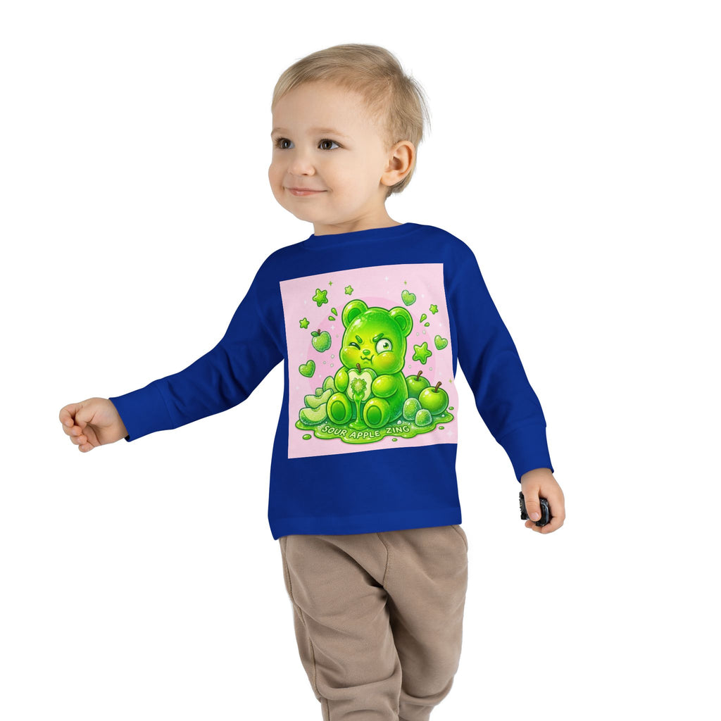 Green Sour Apple, Oozy Gummy Bear Friends- Kids Long Sleeve Shirt