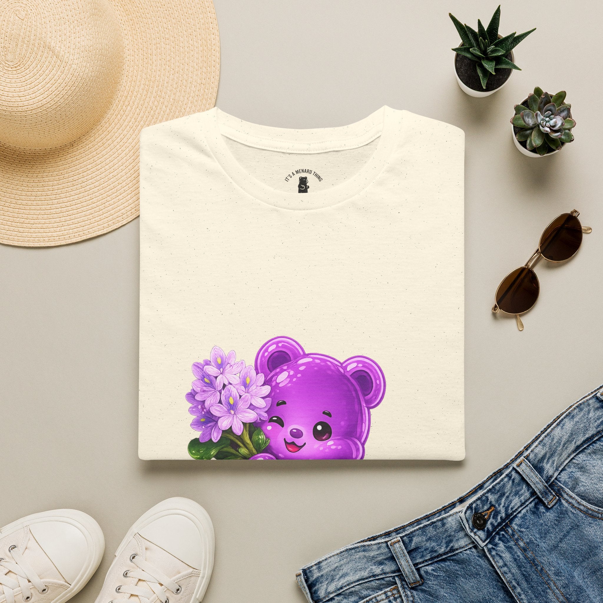Purple Flower Cluster, Oozy Bear Friend Flower Addition- Graphic Shirt