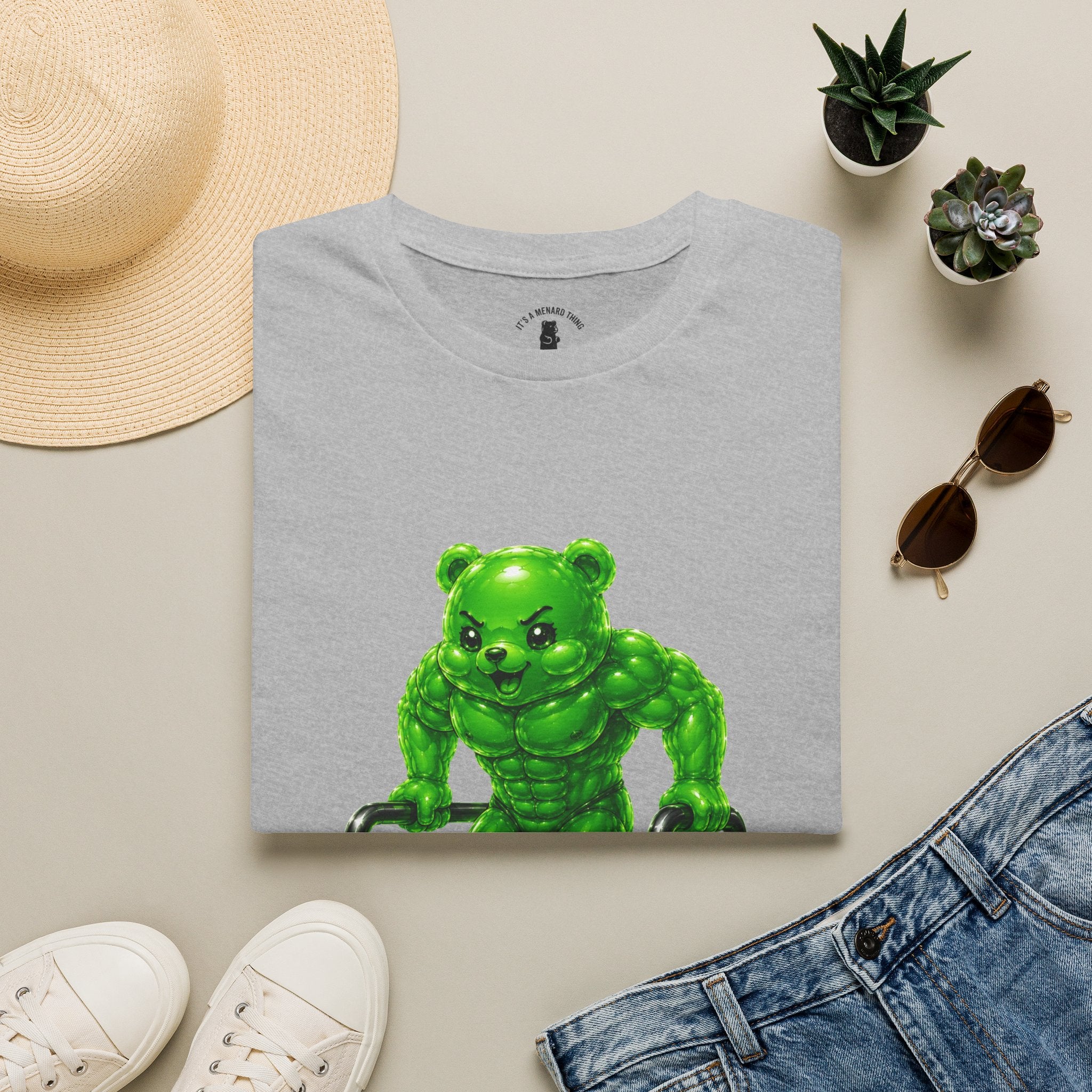 Bar Lifting Workout, Emerald green Oozy Buff Bear Gym Special- Adult Graphic Shirt (18+)