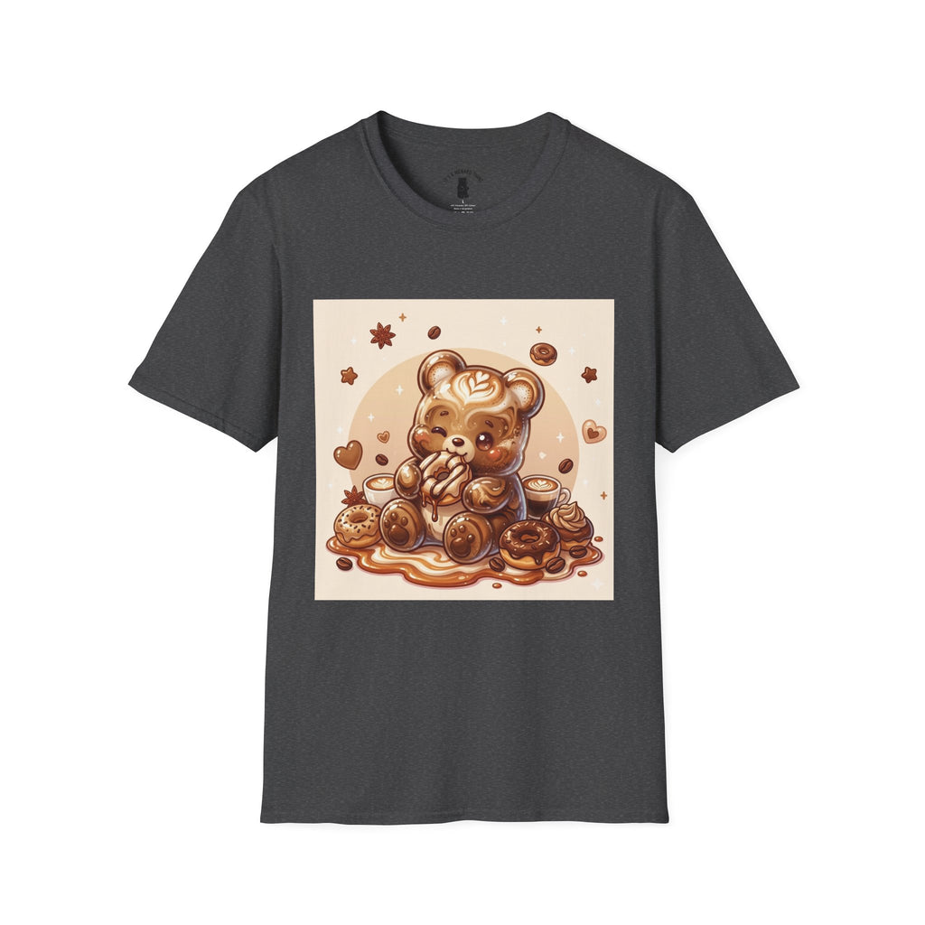 Coffee hot Latte with Chocolate Donuts Gooey Gummy Bear — Cute Dessert Graphic Tee