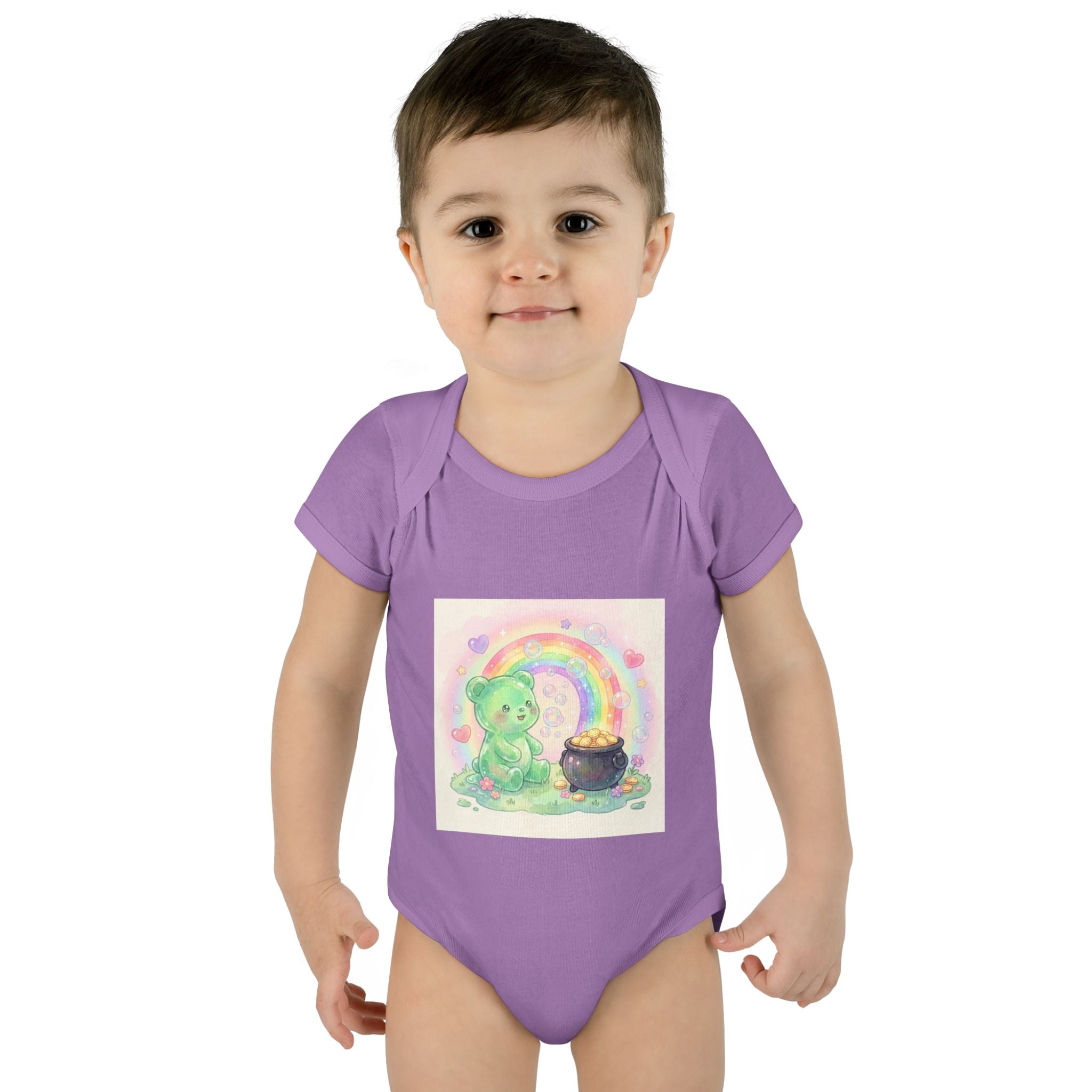 Rainbow Gooey Gummy Bear Found Inner Treasure – Cute St. Patrick’s Day Luck Baby Onesie