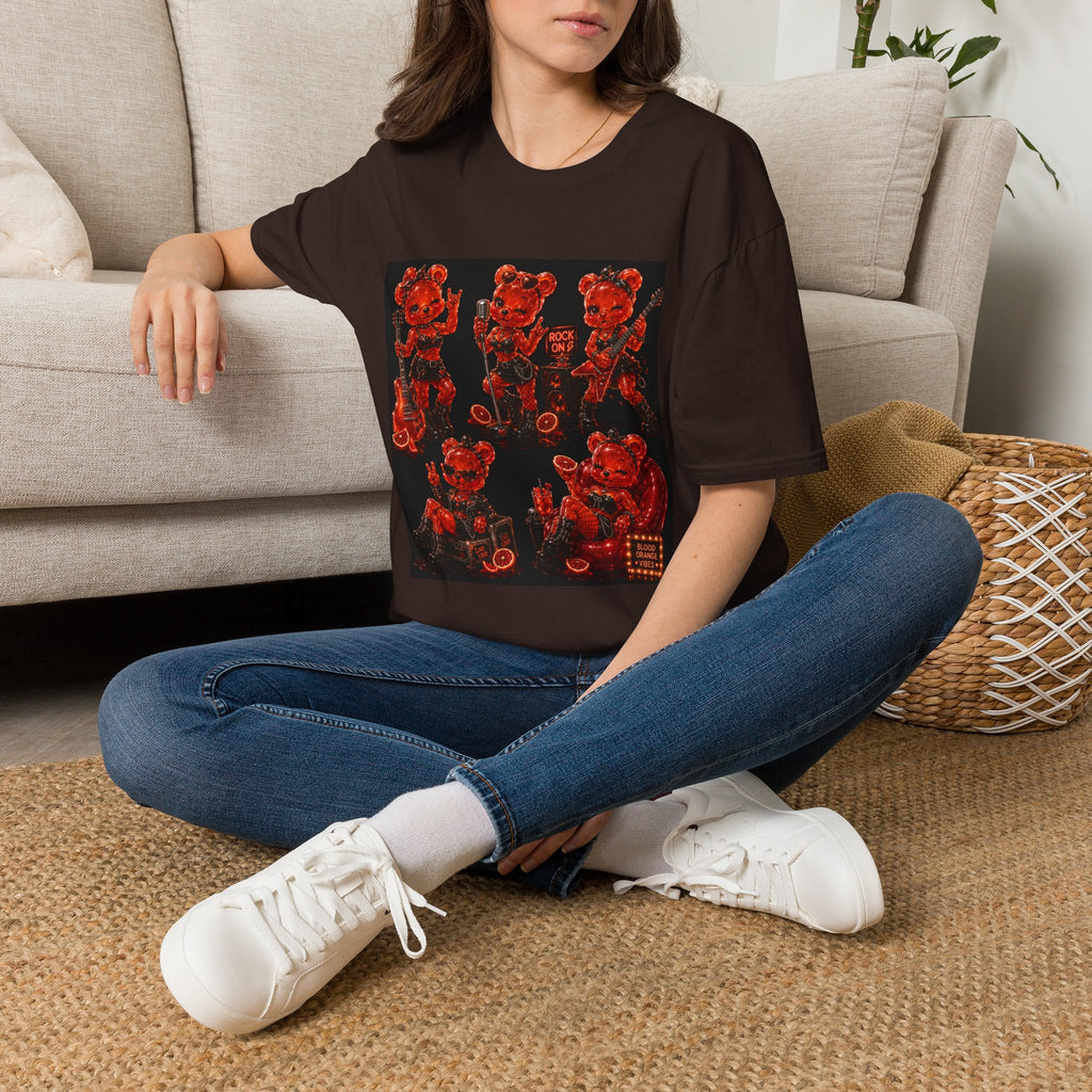 Rocking Blood Orange Grunge Oozy Bear Rocker Babe, Pin Up- Adult Graphic Shirt (18+)