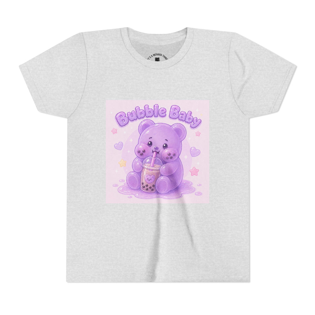 Purple Boba Tea Gooey Gummy Bear with Boba Milk Tea Kids Shirt