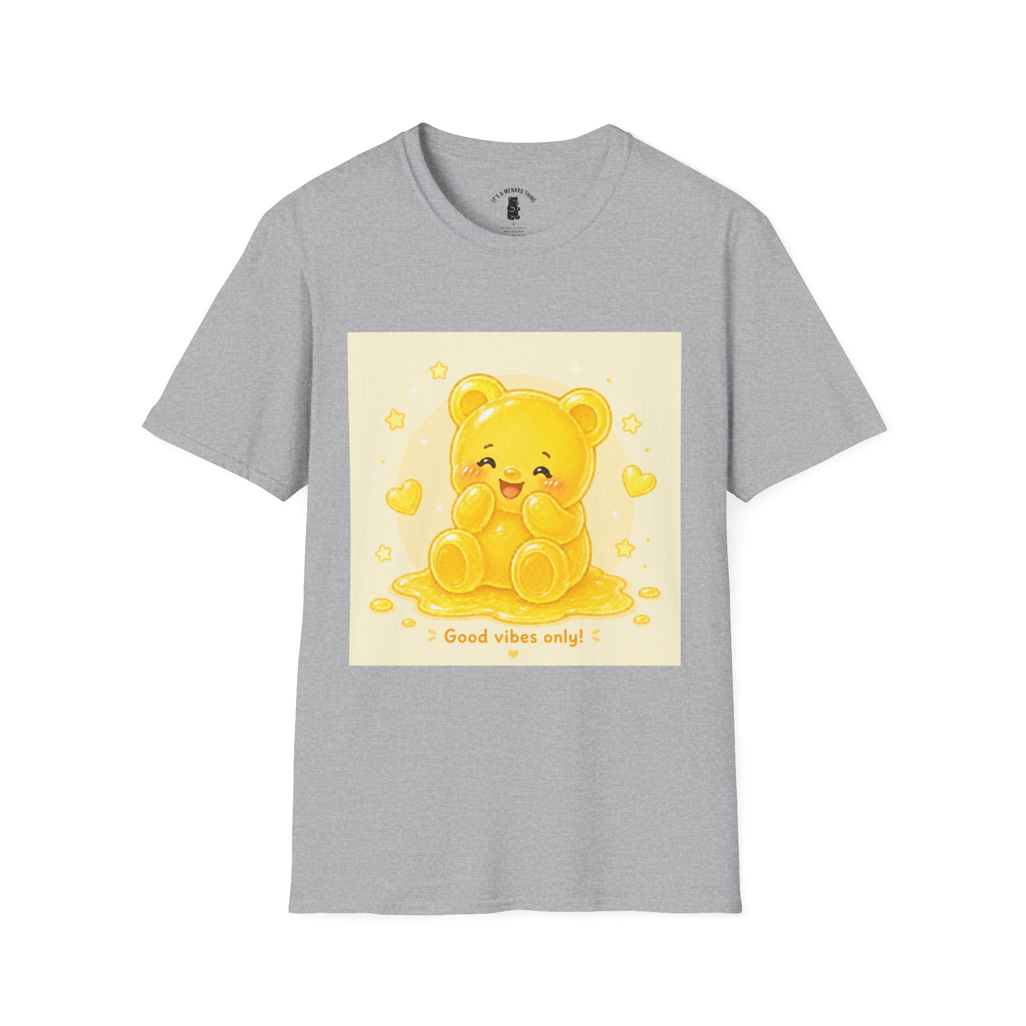 "Good Vibes Only" Yellow Gooey Gummy Bear- Cute Graphic Tee