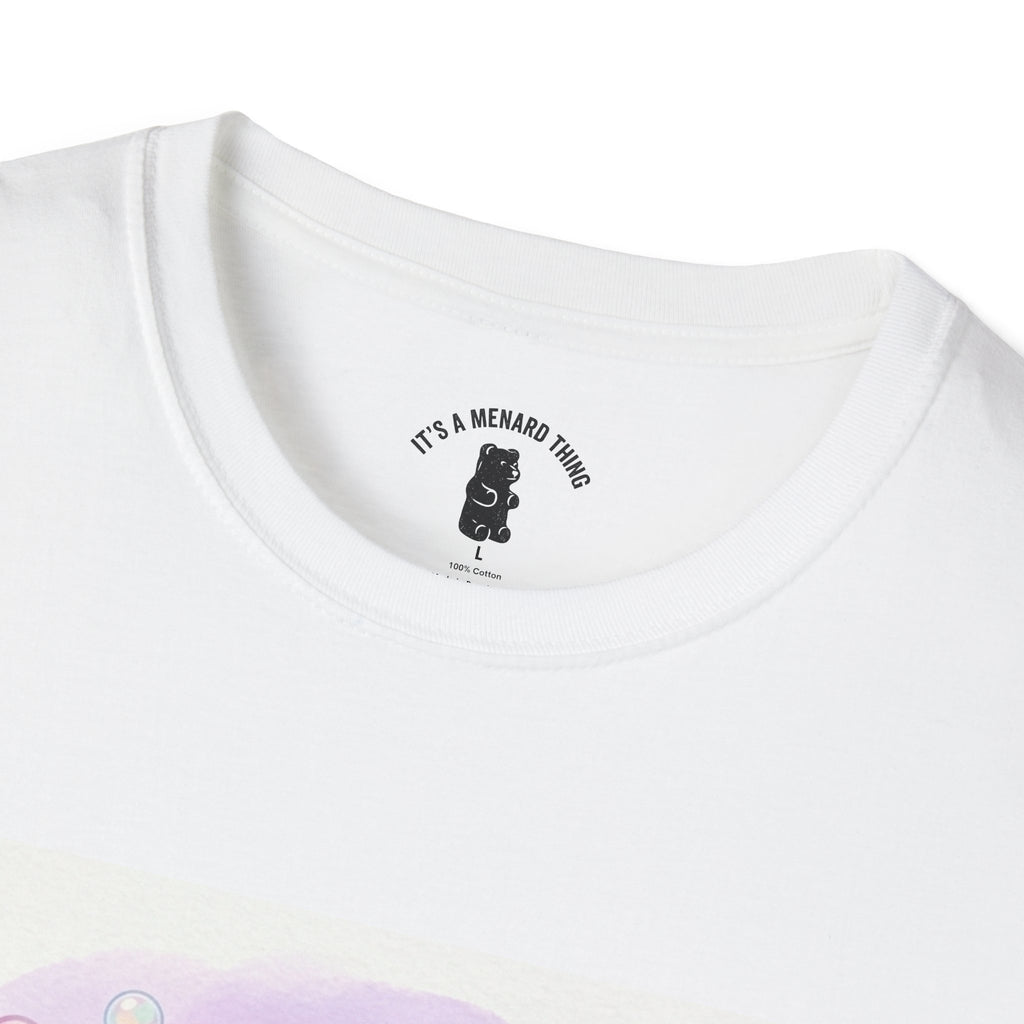 Blue Gooey Gummy Friend sharing Milk & Cookies — Pastel Graphic T-Shirt