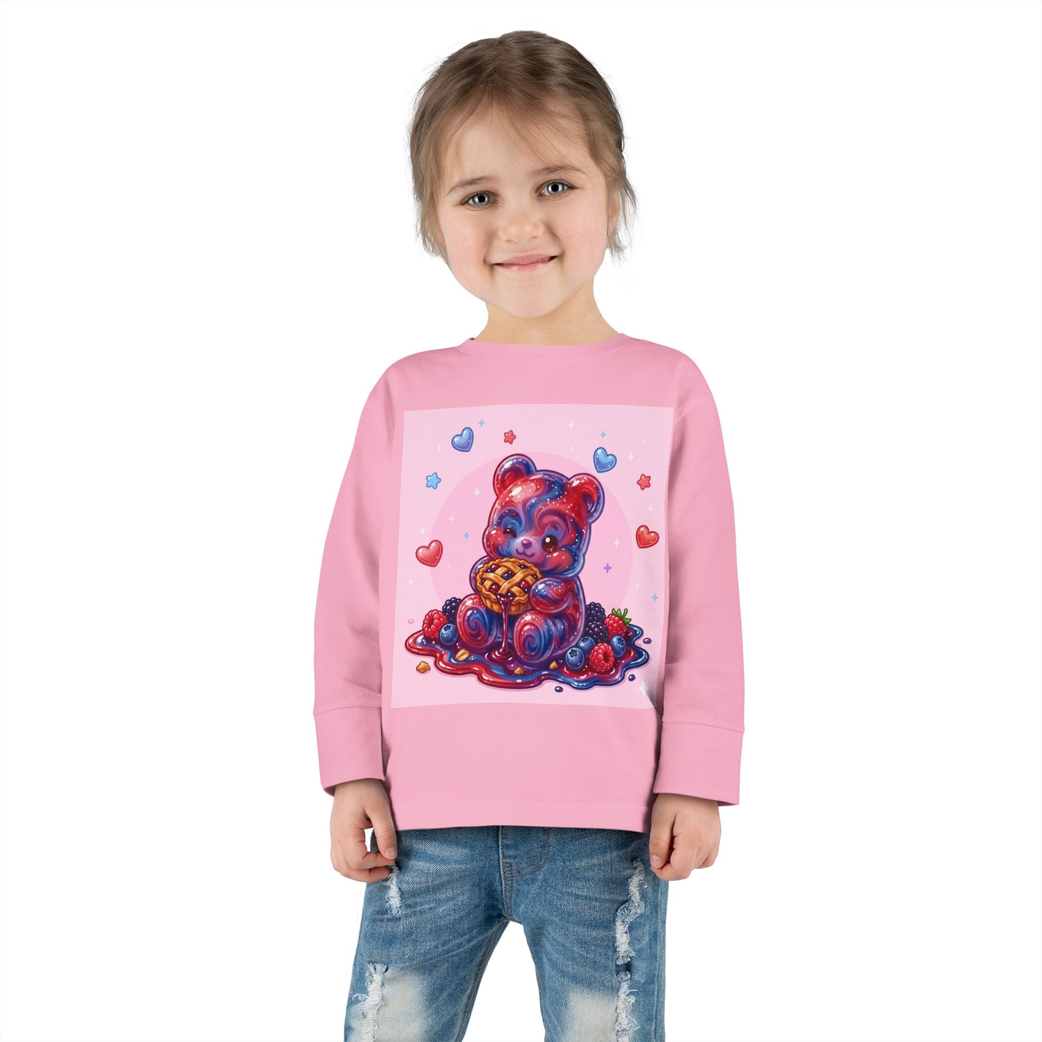 Mixed Berry Pie, Oozy Bear Gummy Friend Special- Kids Graphic Long Sleeve Shirt