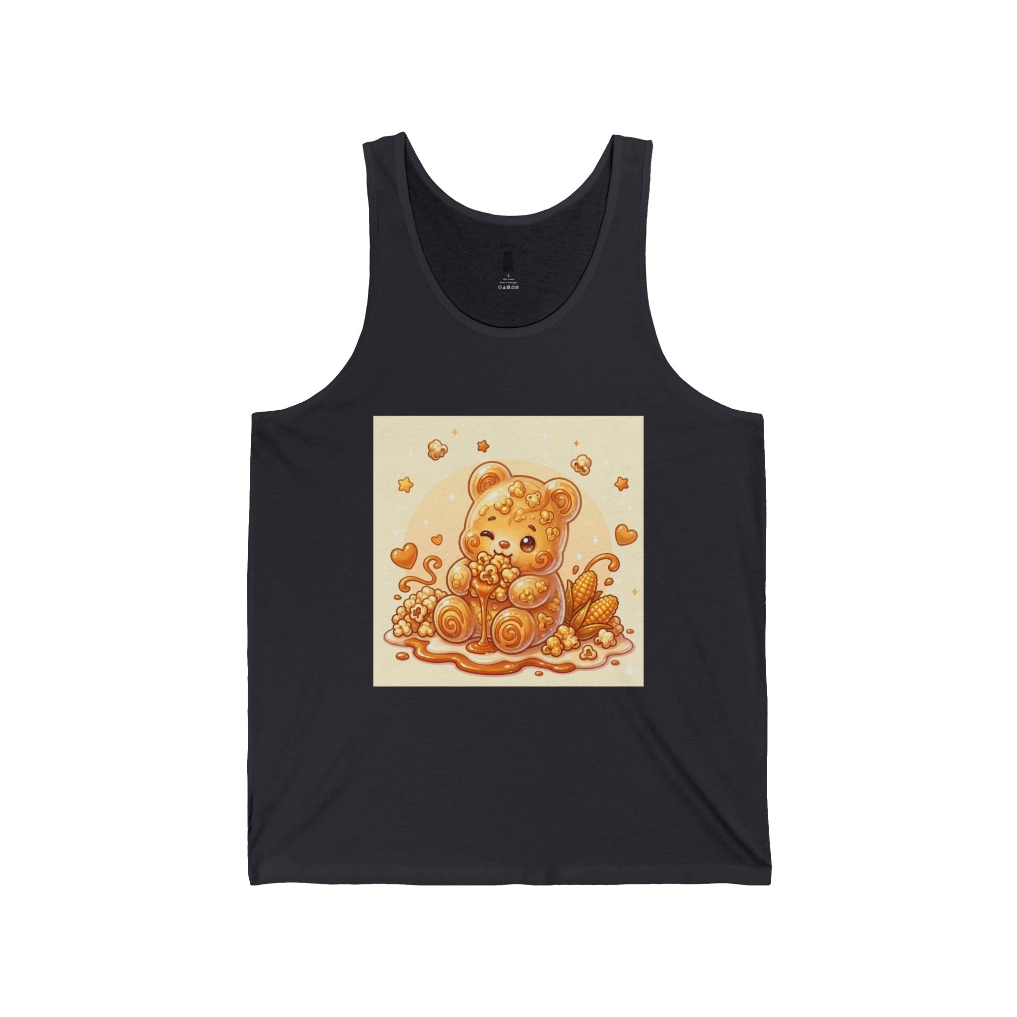 Caramel Corn and Cobs, Golden Gooey Gummy Bear — Cute Illustration Tank top