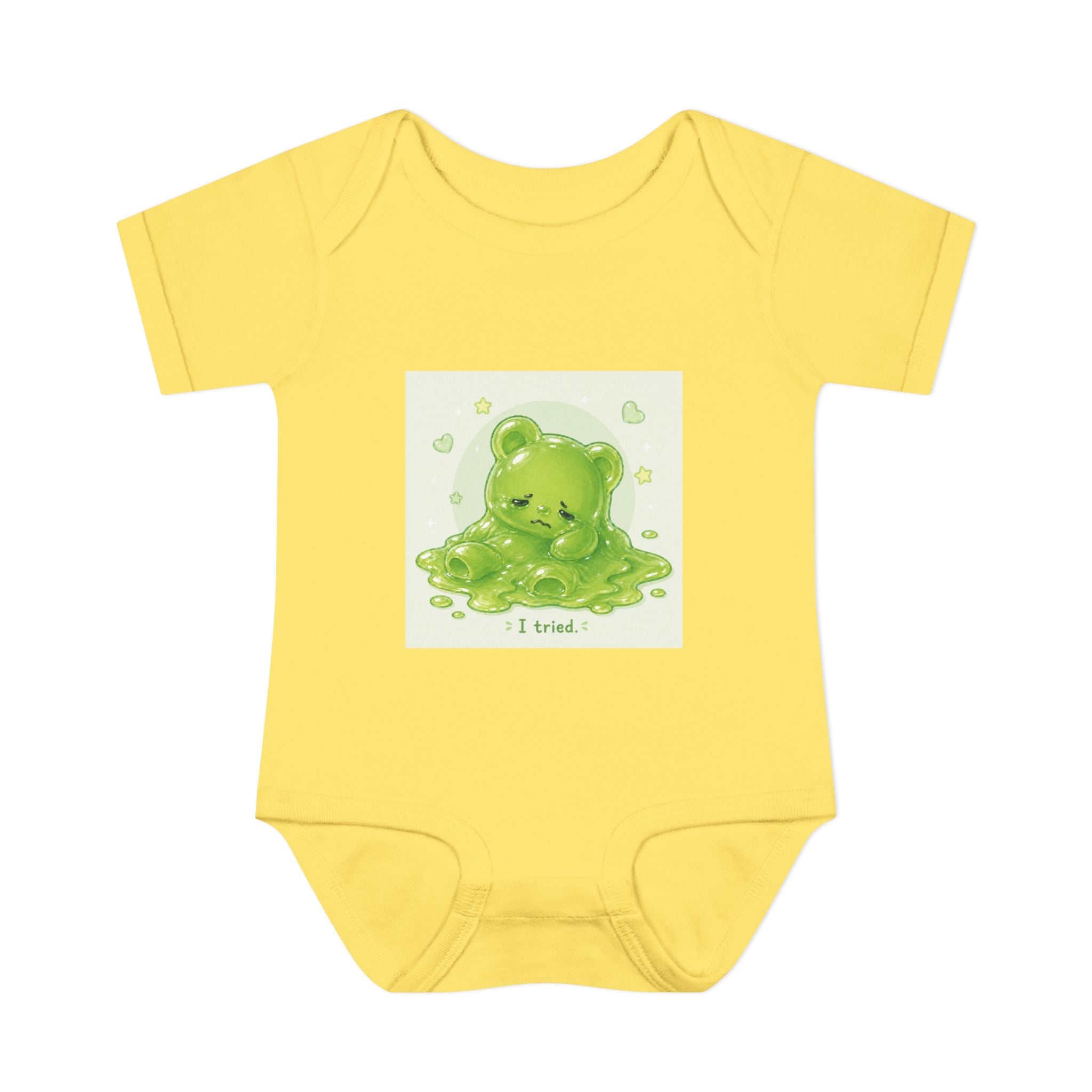 Infant Bodysuit — Cute Gooey Green Melted Gummy Bear "I Tried" Baby Onesie