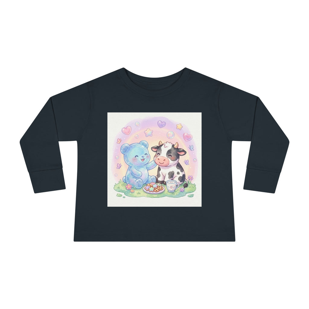 Milk & Cookies, Cow and Oozy Gummy Bear Friend- Graphic Long Sleeve Shirt