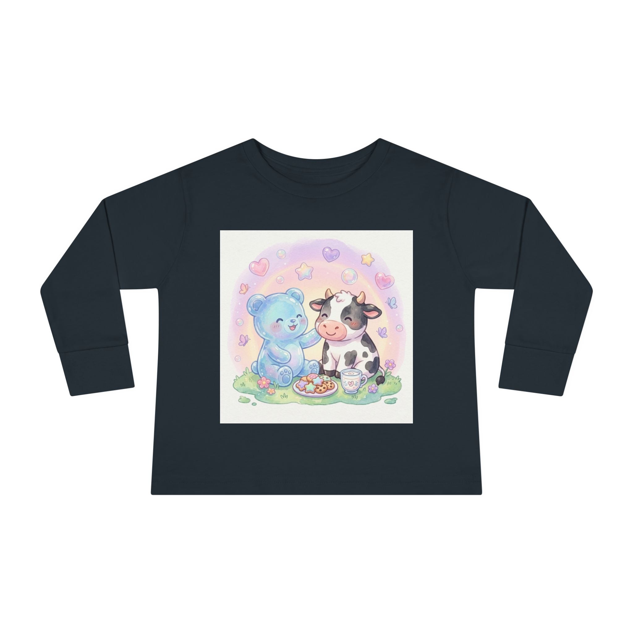 Milk & Cookies, Cow and Oozy Gummy Bear Friend- Graphic Long Sleeve Shirt