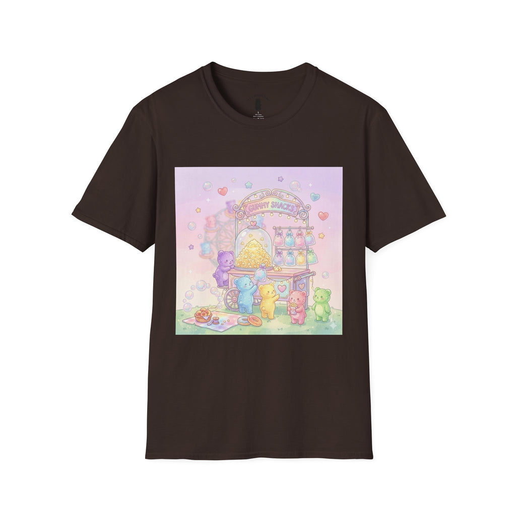 Carnival Snack Cart, Sharing with Friends Gooey Gummy Bears — Whimsical Graphic T-Shirt