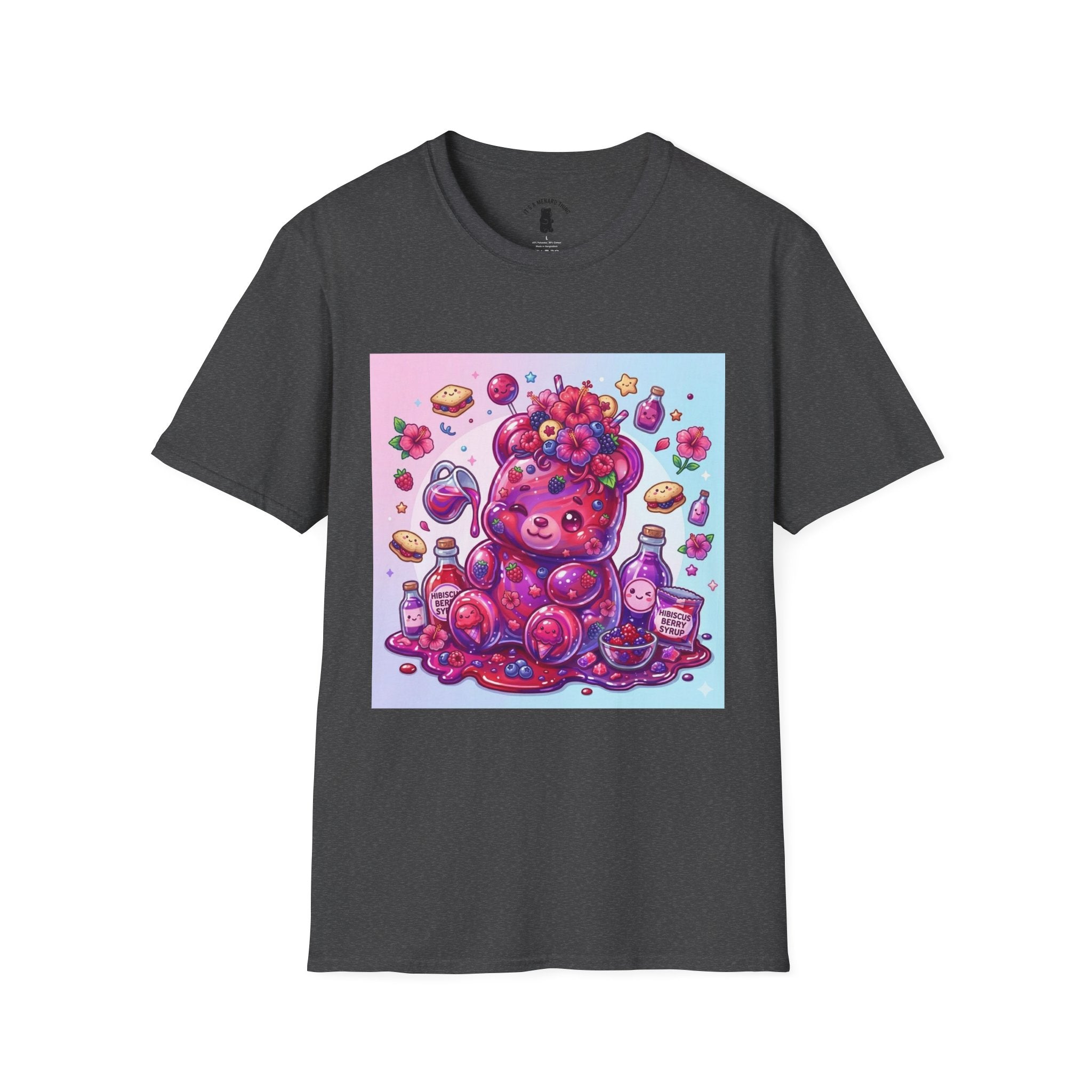 Hibiscus and Mixed Berry Jam, Exotic fruit Flower Gooey Gummy — Kawaii Illustrated T-Shirt