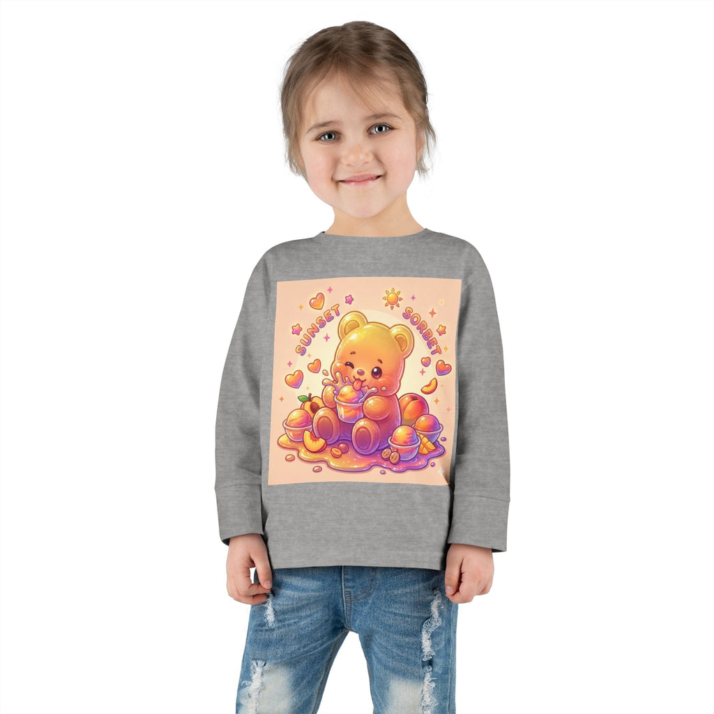 Sweet Peach Sorbet, Oozy Bear Gummy Friend Special- Kids Graphic Long Sleeve Shirt