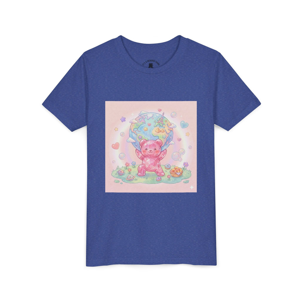 World Atlas, Weight of the Gummy World Pink Gooey Bear- Pastel Graphic Youth T-Shirt