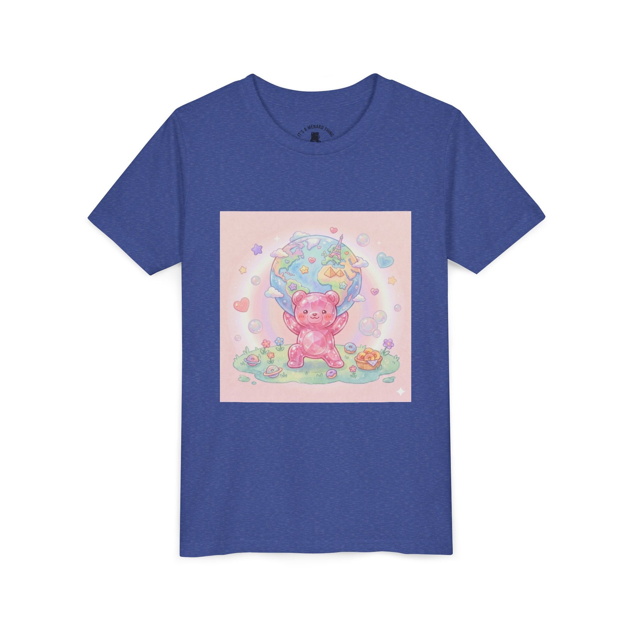 World Atlas, Weight of the Gummy World Pink Gooey Bear- Pastel Graphic Youth T-Shirt