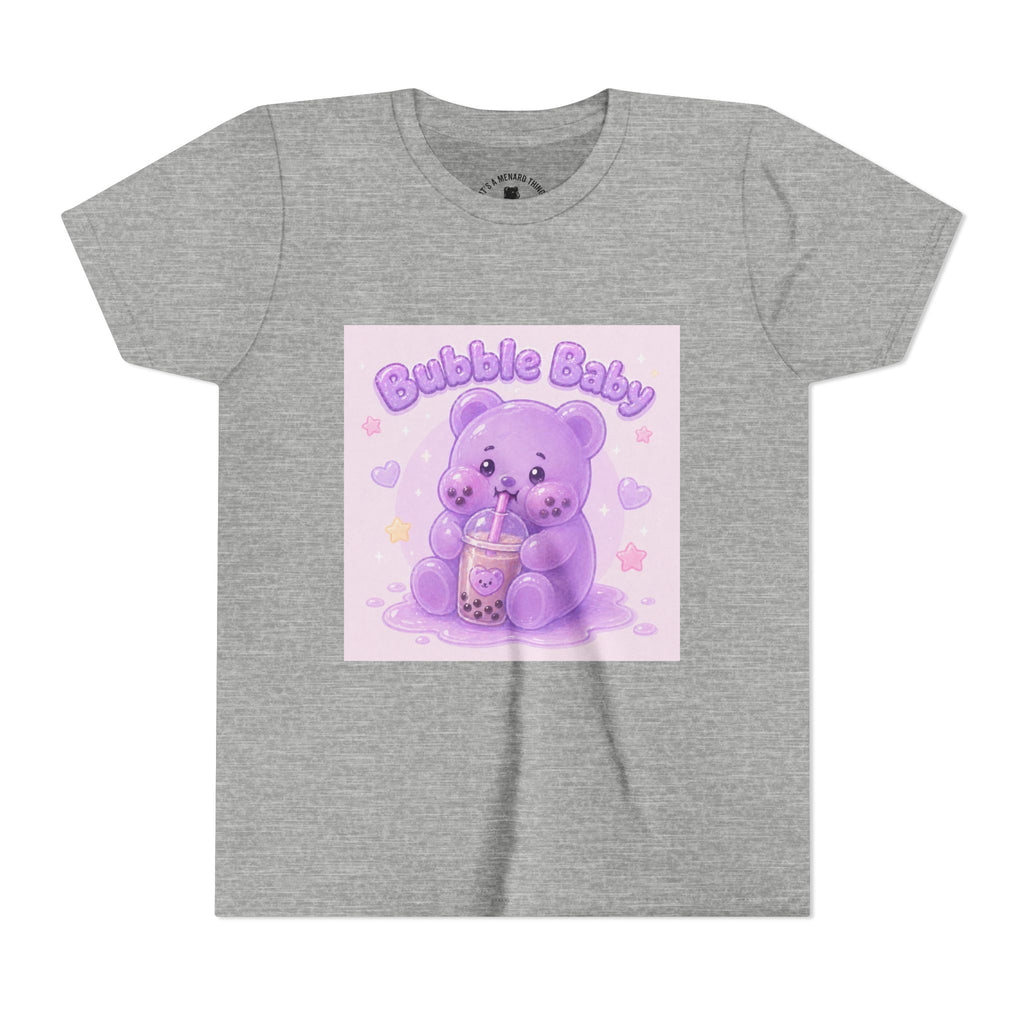 Purple Boba Tea Gooey Gummy Bear with Boba Milk Tea Kids Shirt