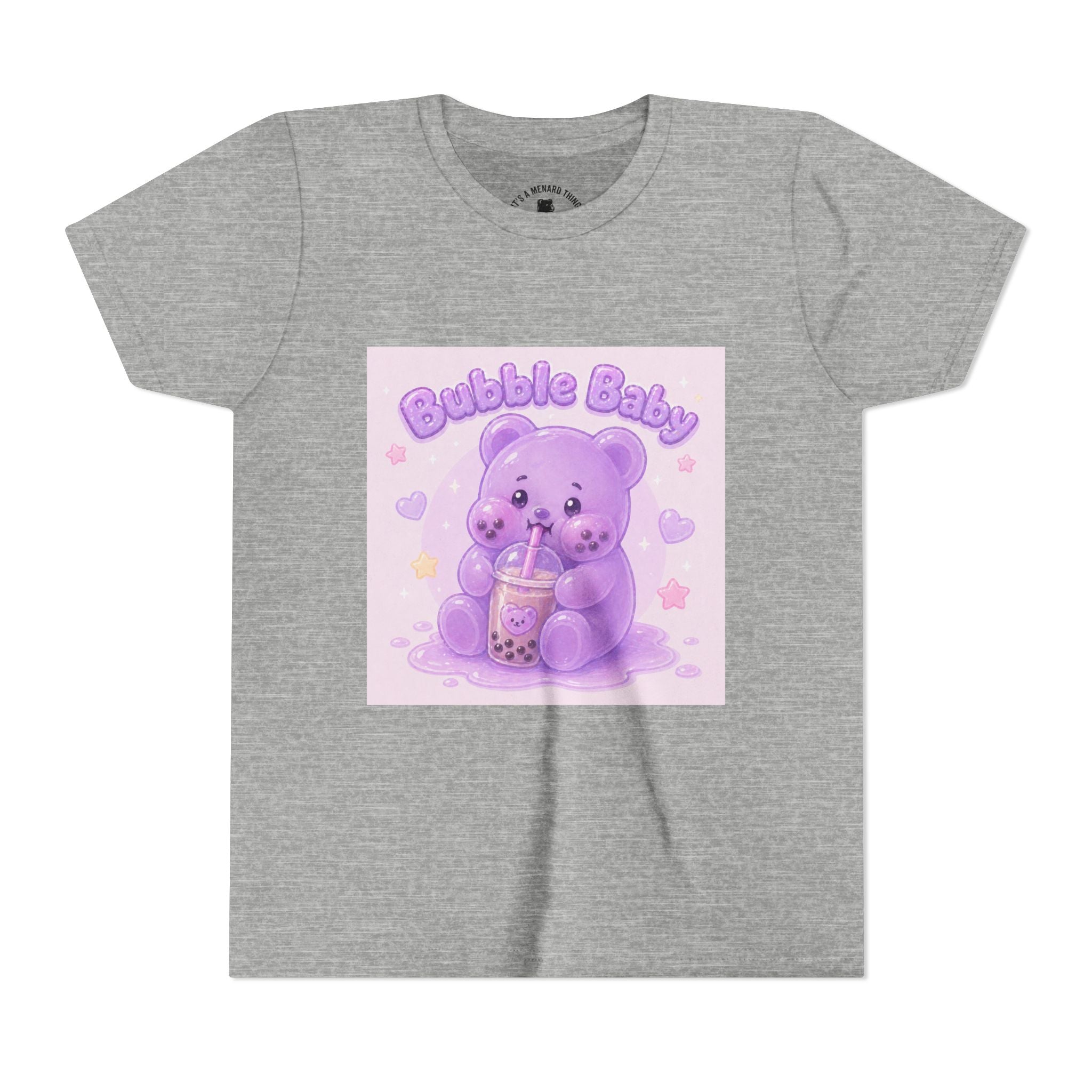 Purple Boba Tea Gooey Gummy Bear with Boba Milk Tea Kids Shirt