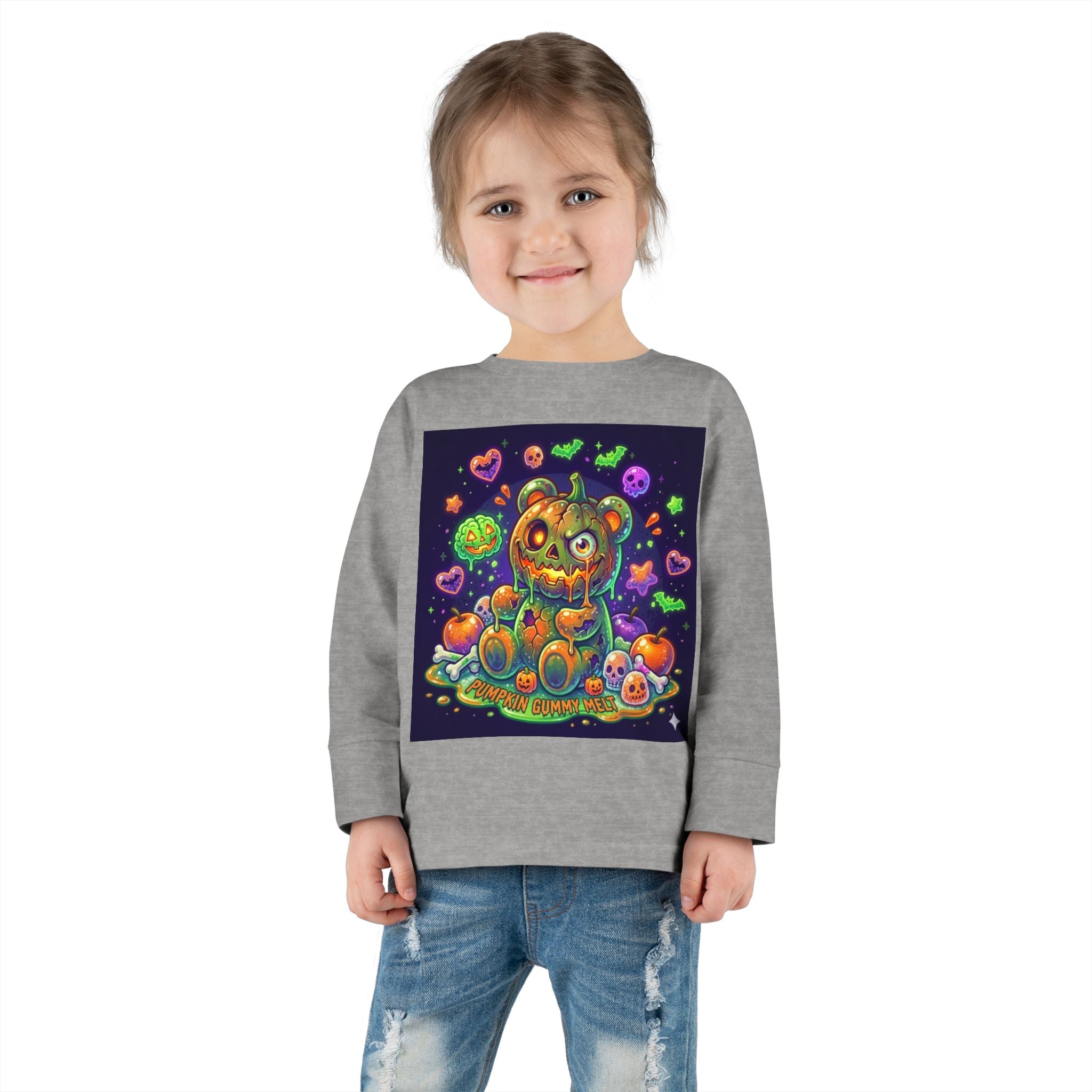 Pumpkin Oozy Bear, Halloween Special- Kids Graphic Long Sleeve Shirt